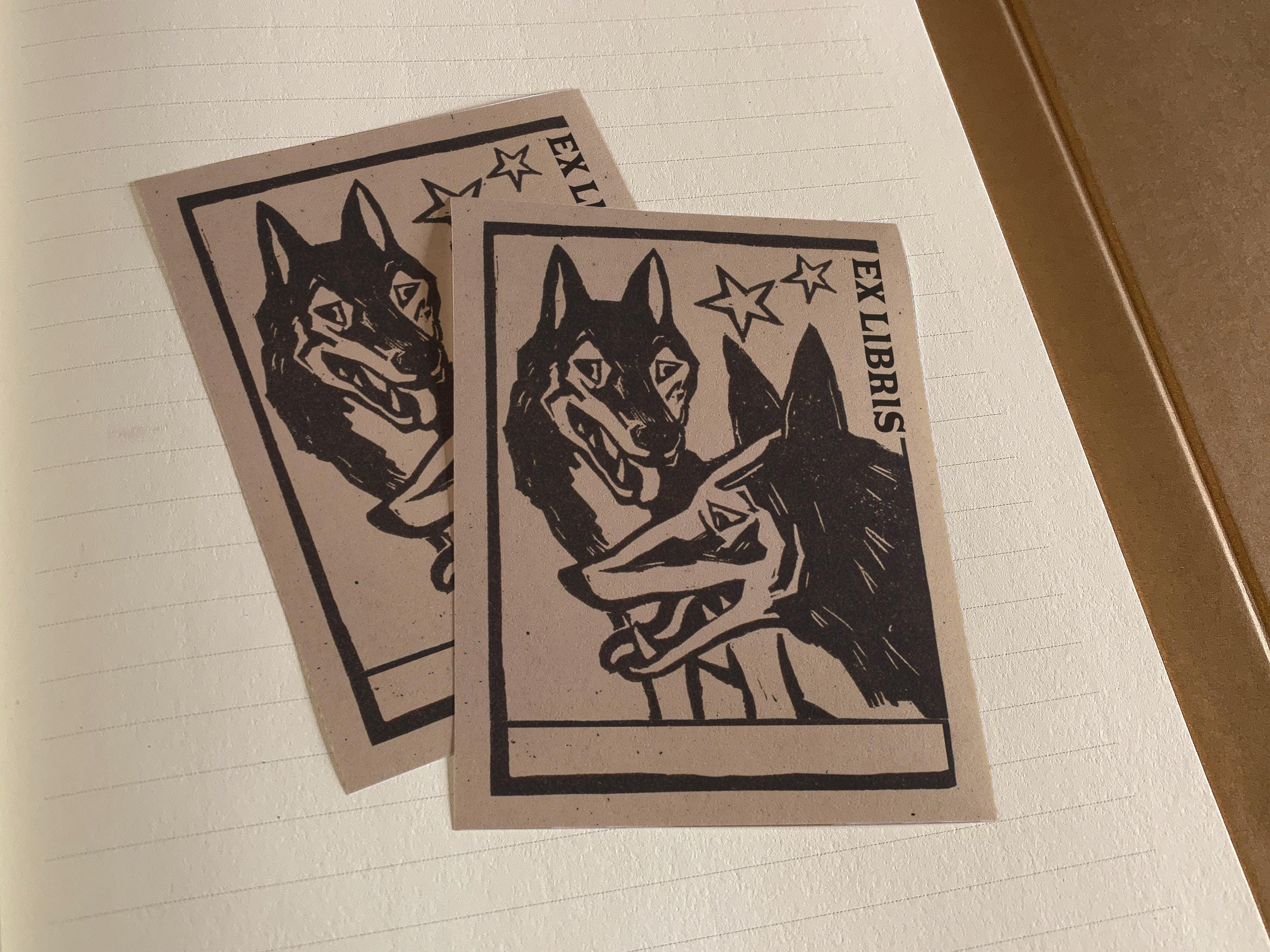 Loyal Companions, Personalized Dog Ex-Libris Bookplates, Crafted on Traditional Gummed Paper, 3in x 4in, Set of 30