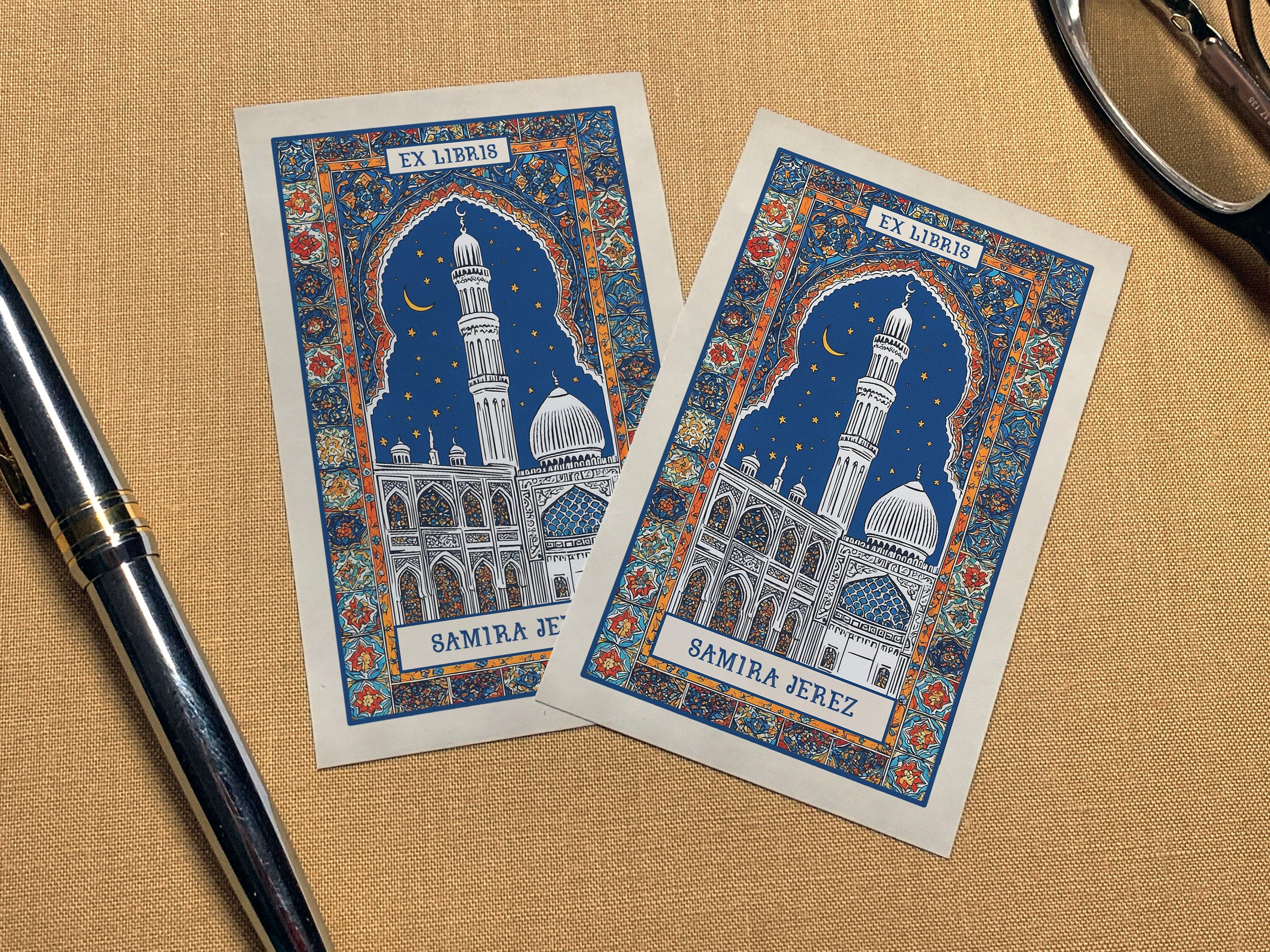 Arabian Nights, Personalized Ex-Libris Bookplates, Crafted on Traditional Gummed Paper, 2.5in x 4in, Set of 30