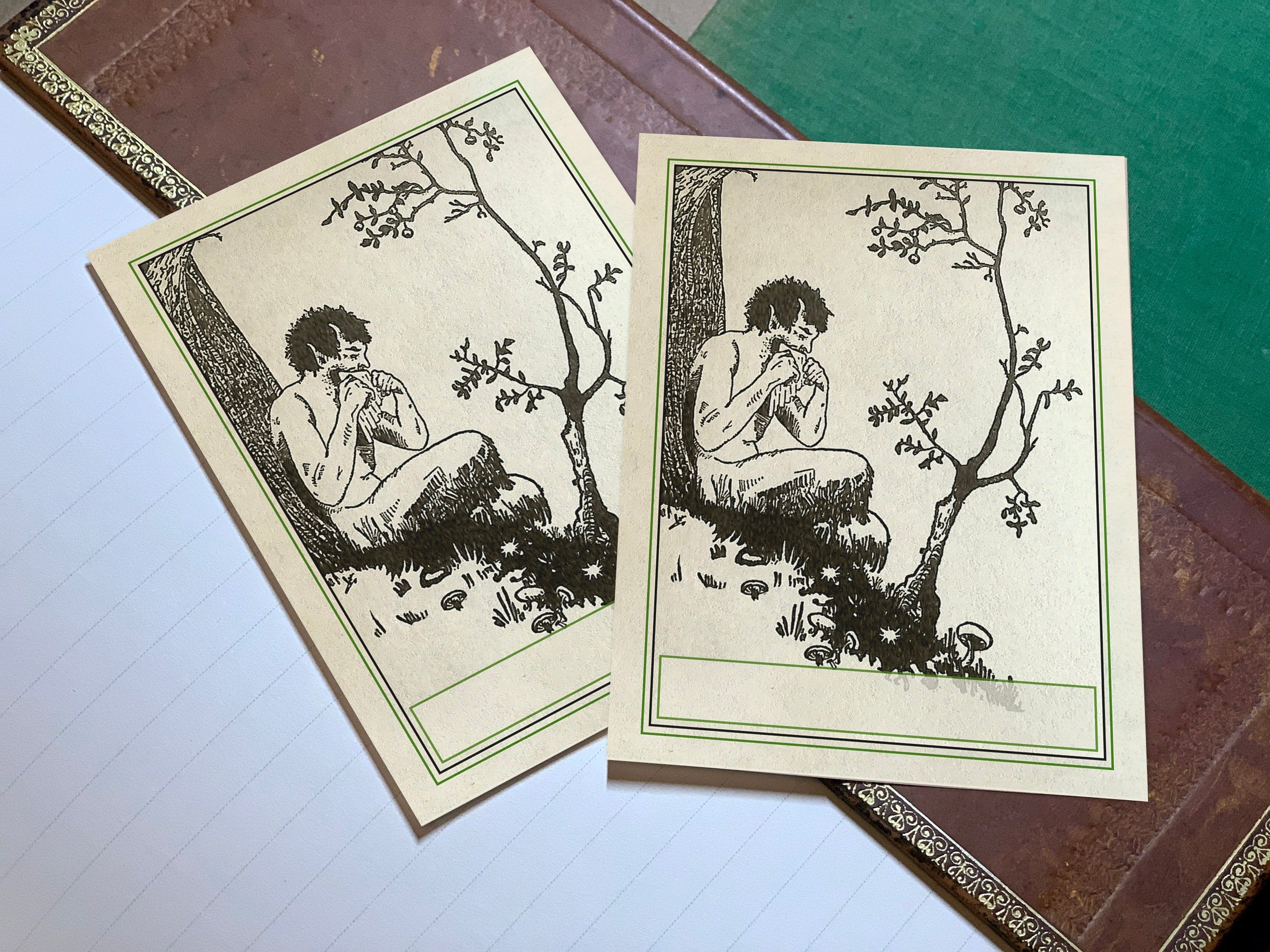 Satyr Music, Personalized, Ex-Libris Bookplates, Crafted on Traditional Gummed Paper, 3in x 4in, Set of 30