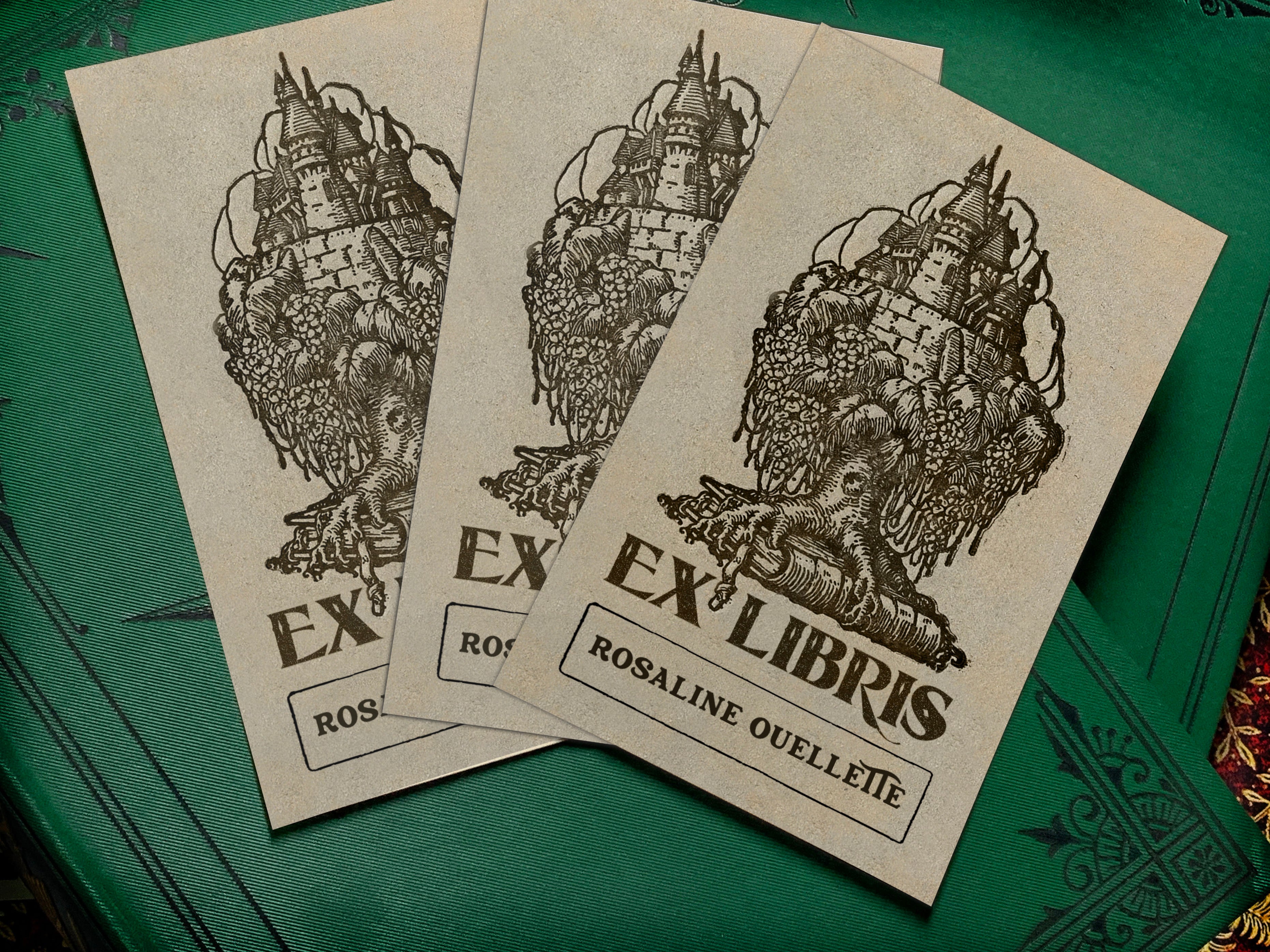 Magical Castle Treehouse, Personalized Ex-Libris Bookplates, Crafted on Traditional Gummed Paper, 2.5in x 4in, Set of 30