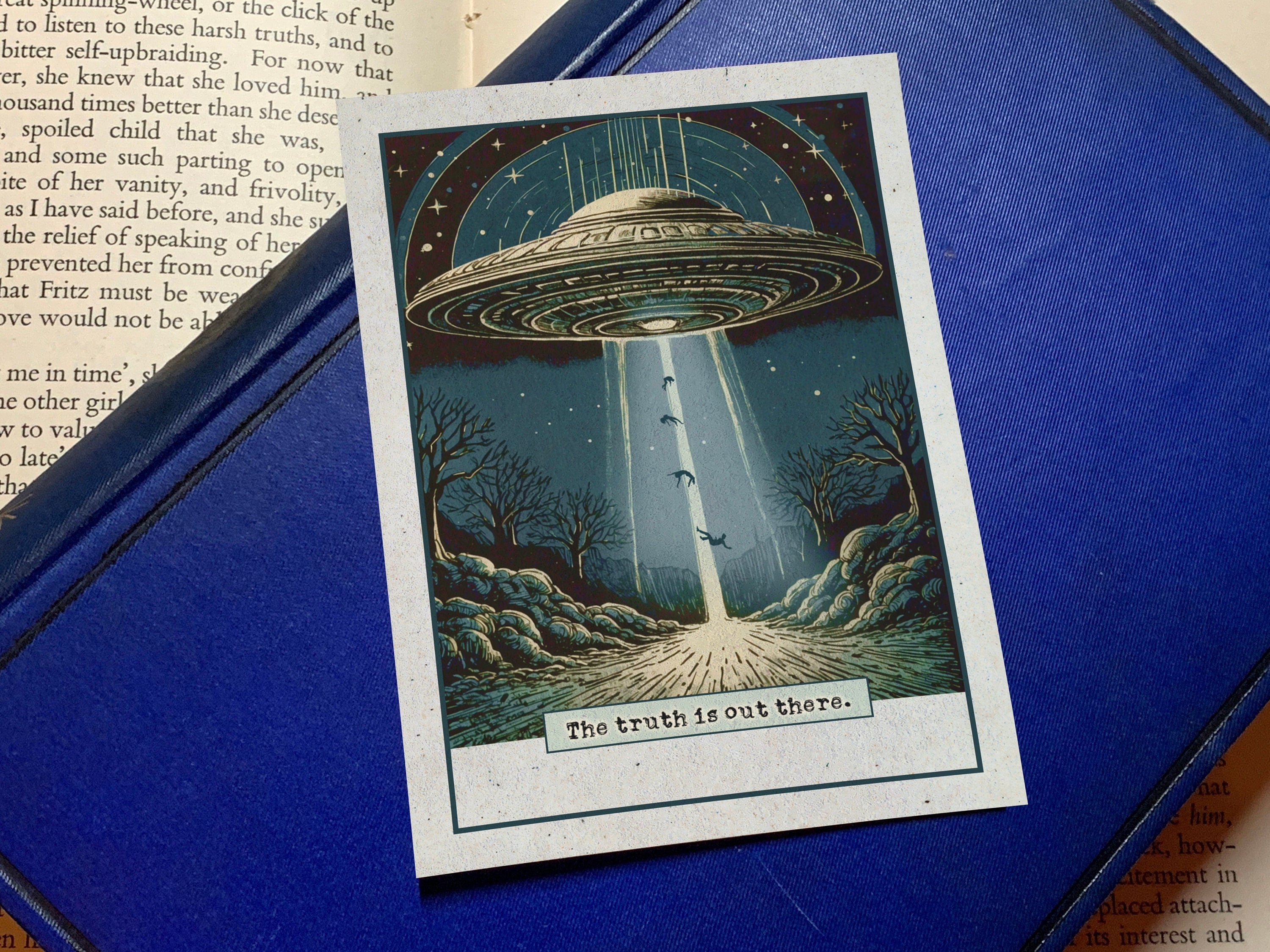 The Truth is Out There, UFO Abduction, Sci-fi Personalized Ex-Libris Bookplates, Crafted on Traditional Gummed Paper, 3in x 4in, Set of 30