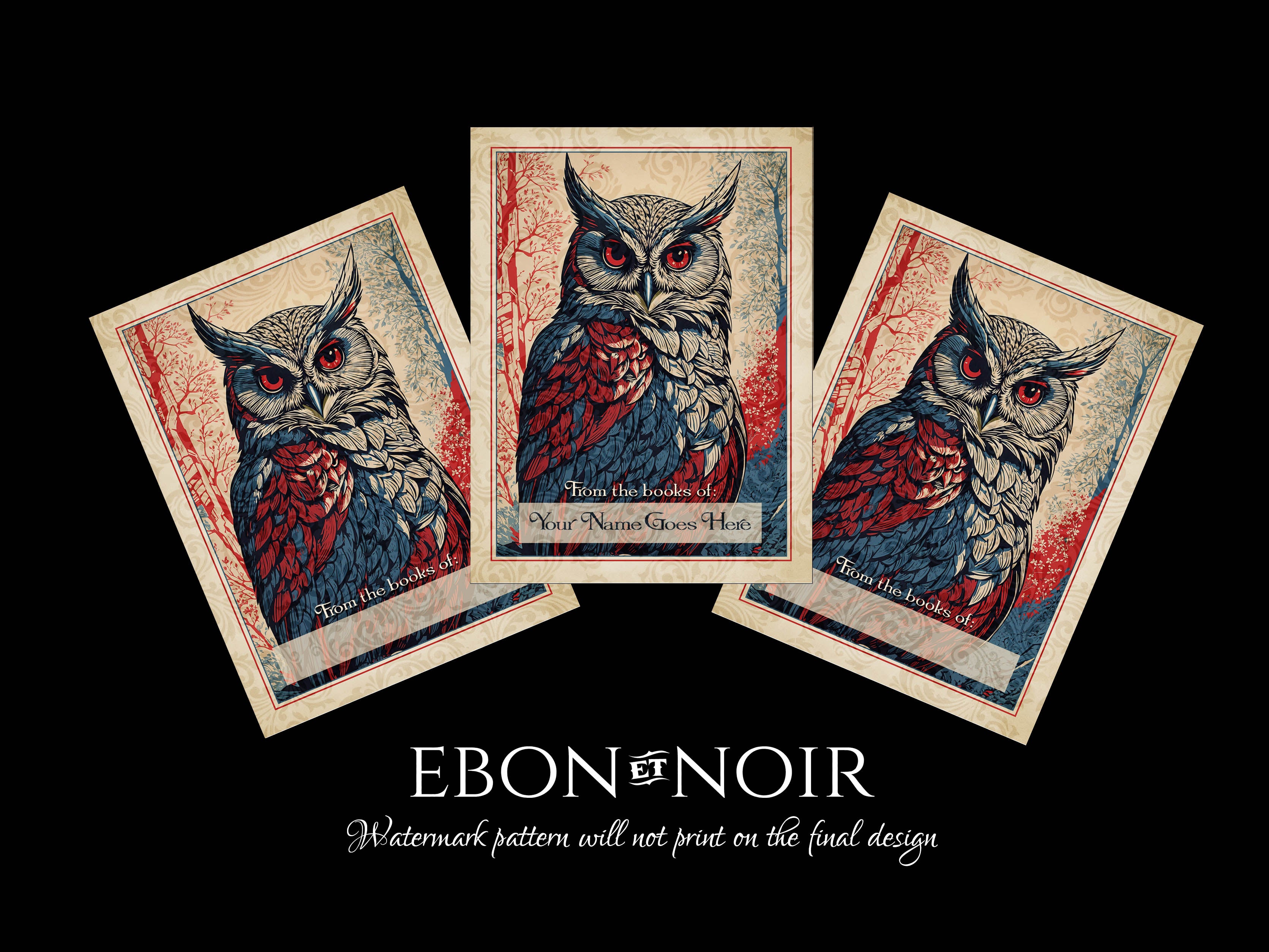 Mr Owl, Personalized Ex-Libris Bookplates, Crafted on Traditional Gummed Paper, 3in x 4in, Set of 30