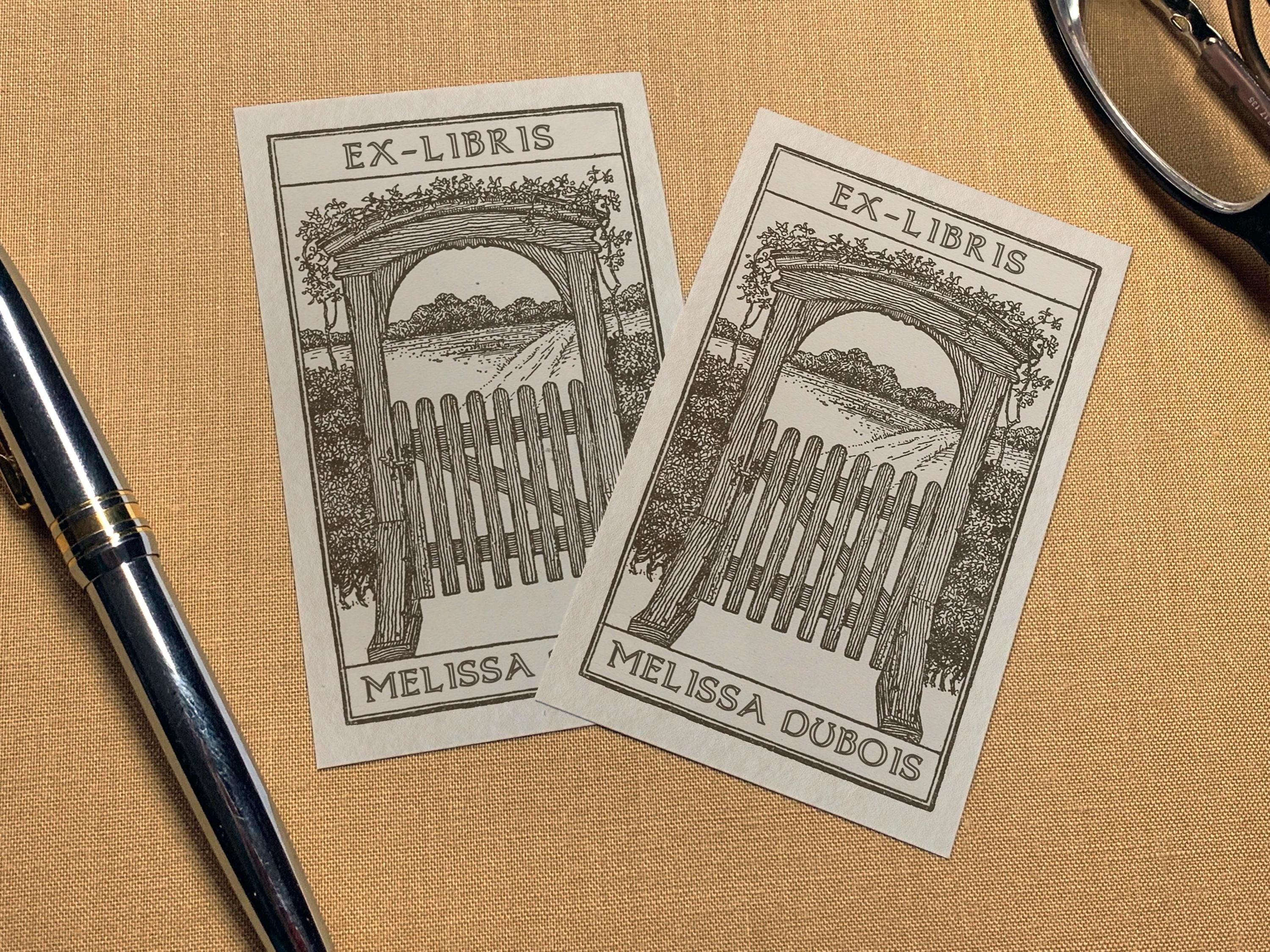 Peaceful Garden, Personalized Ex-Libris Bookplates, Crafted on Traditional Gummed Paper, 2.5in x 4in, Set of 30