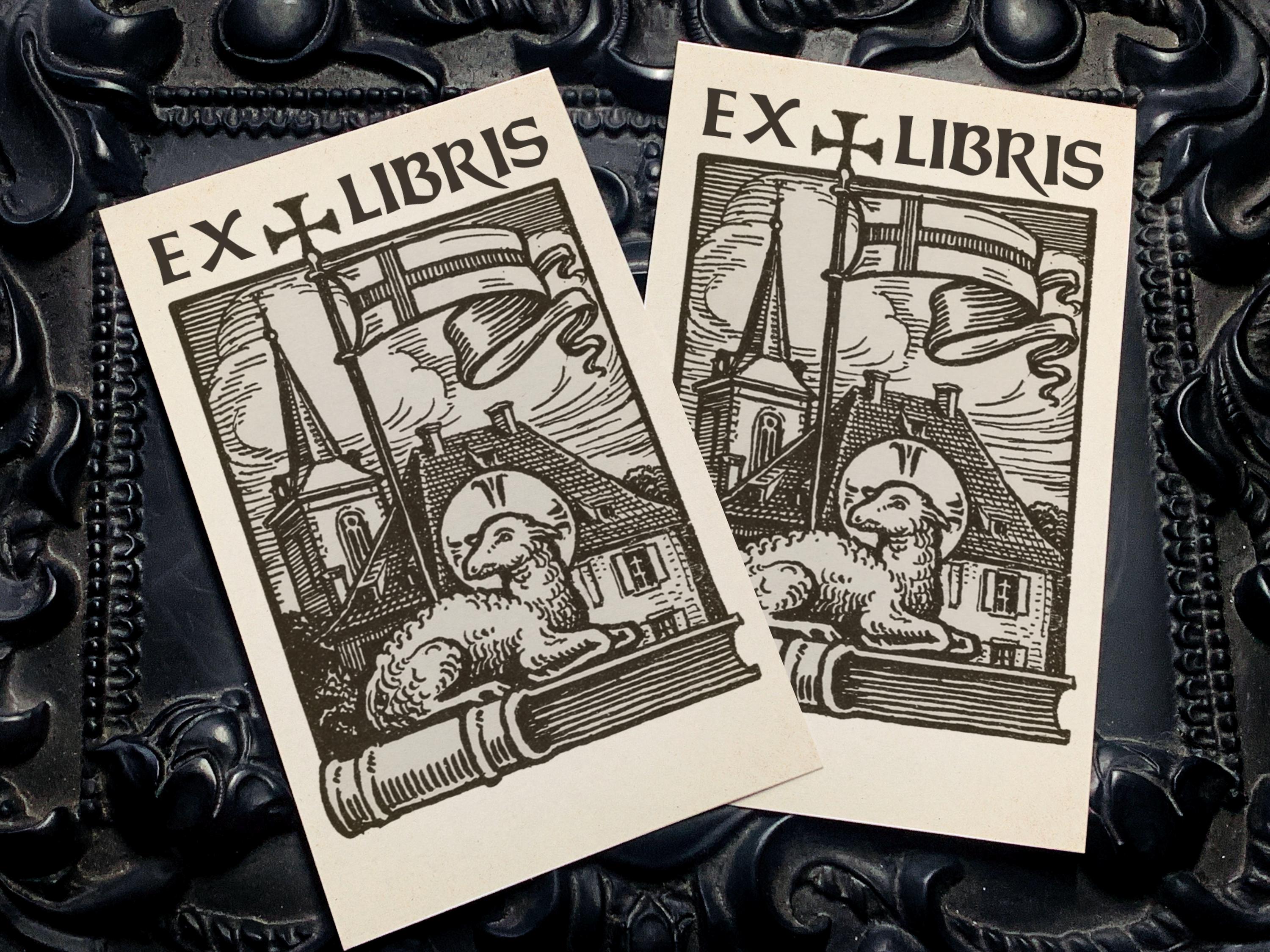 Lamb of God, Personalized Christian Ex-Libris Bookplates, Crafted on Traditional Gummed Paper, 2.5in x 4in, Set of 30