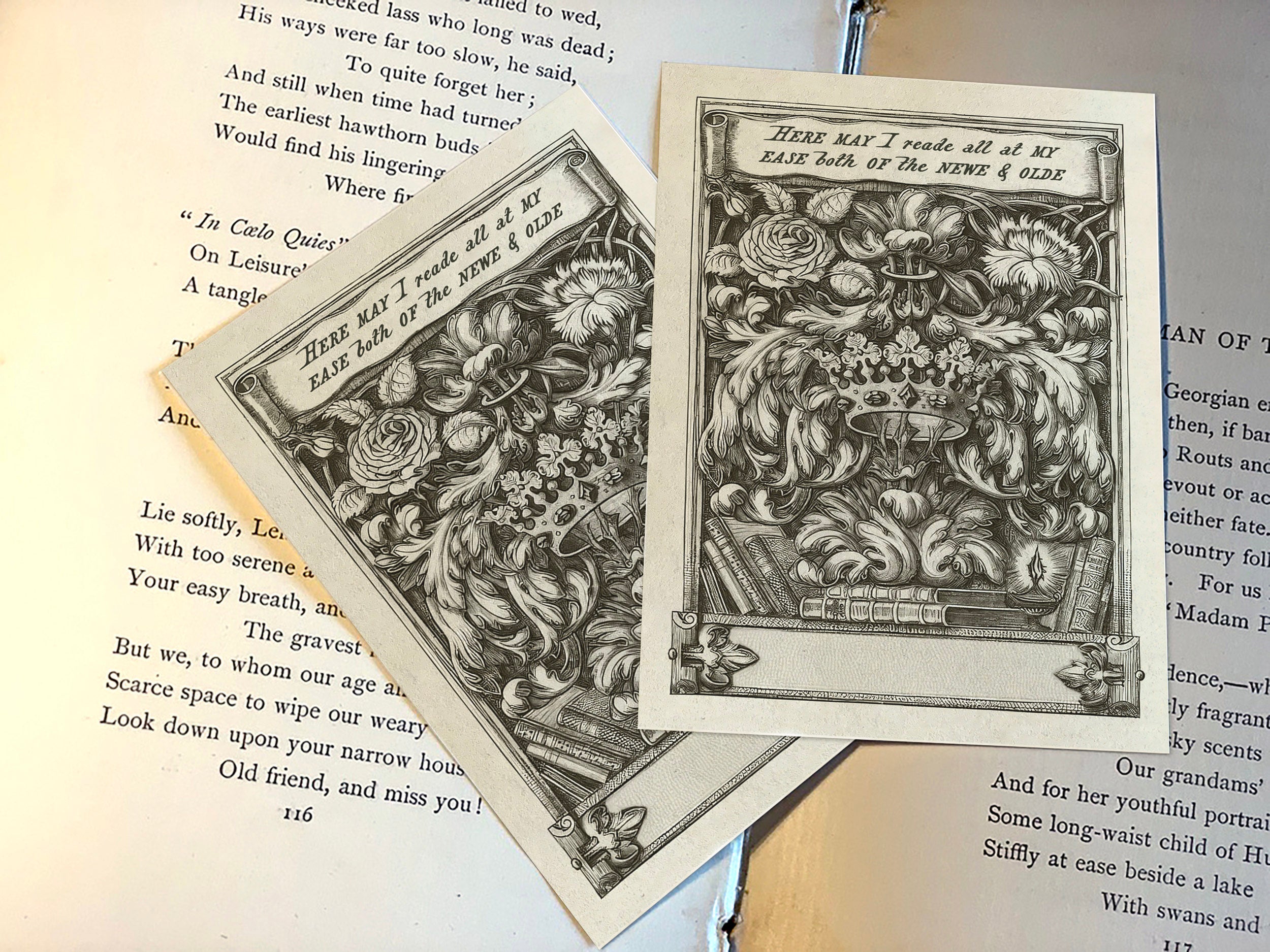 Rose and Crown, Personalized Ex-Libris Bookplates, Crafted on Traditional Gummed Paper, 3in x 4in, Set of 30