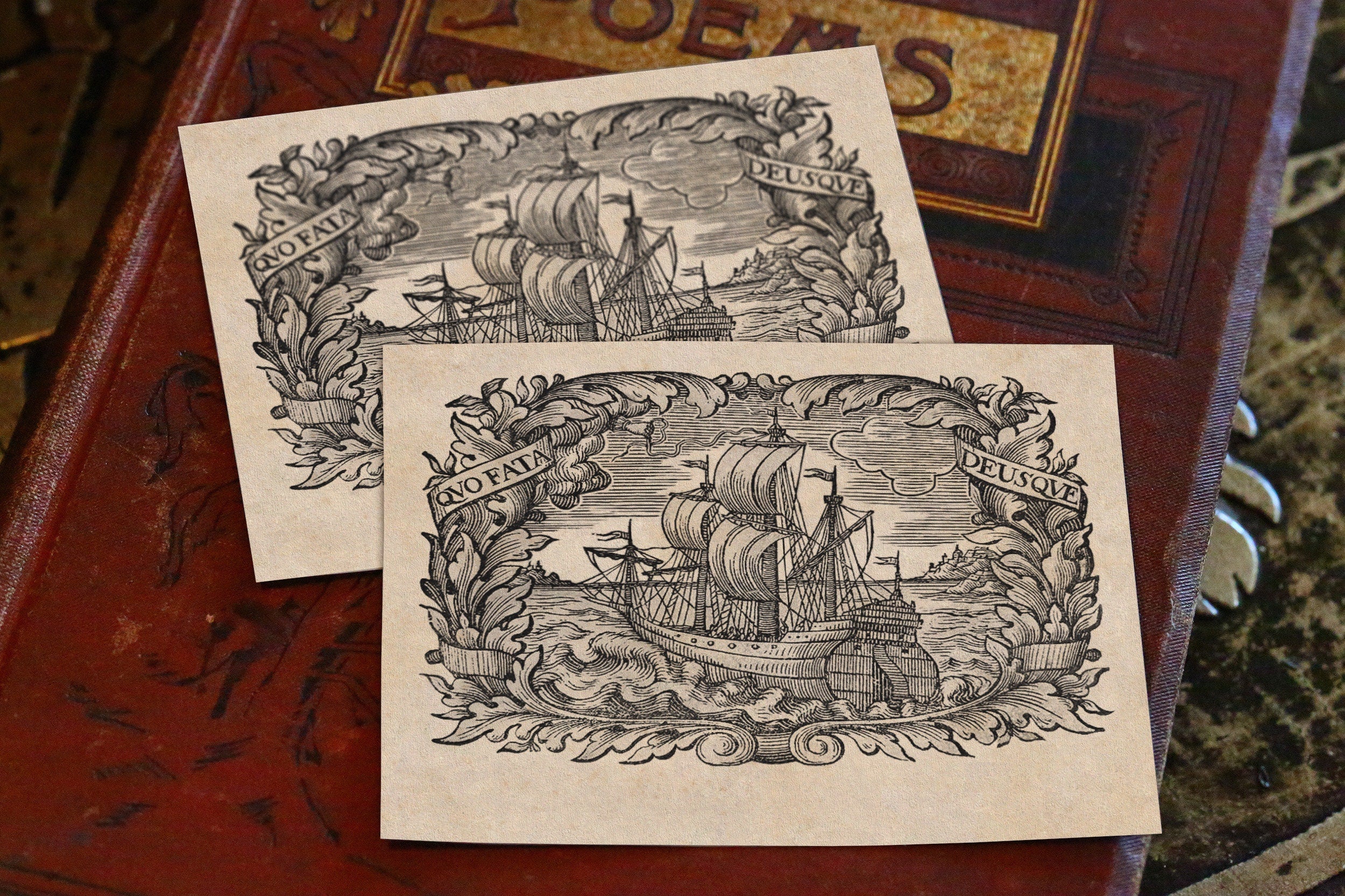 Fate is Forever, Personalized Nautical Ex-Libris Bookplates, Crafted on Traditional Gummed Paper, 3.25in x 2.5in, Set of 30