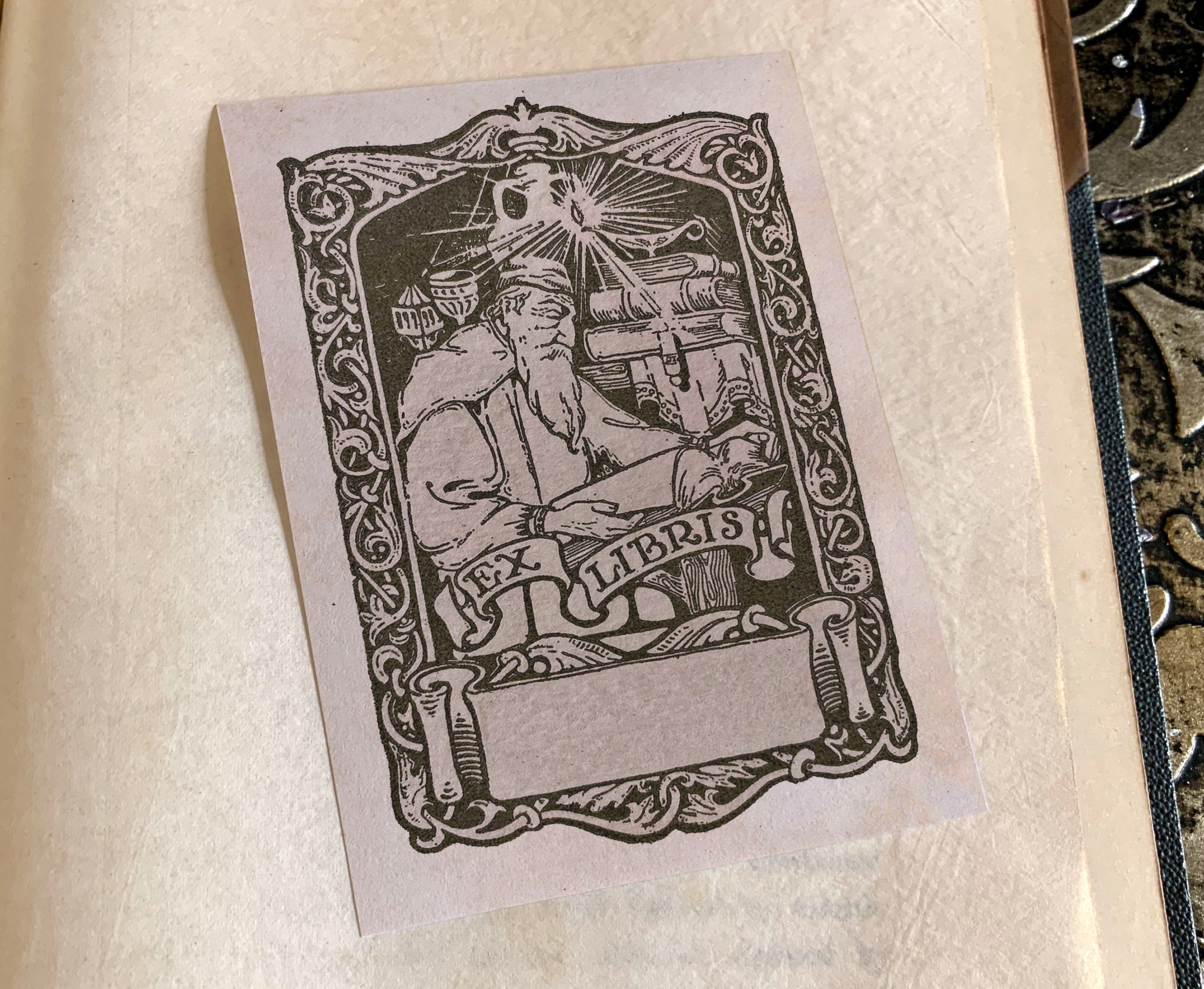 Scholar's Haven, Judaica, Personalized Ex-Libris Bookplates, Crafted on Traditional Gummed Paper, 3in x 4in, Set of 30