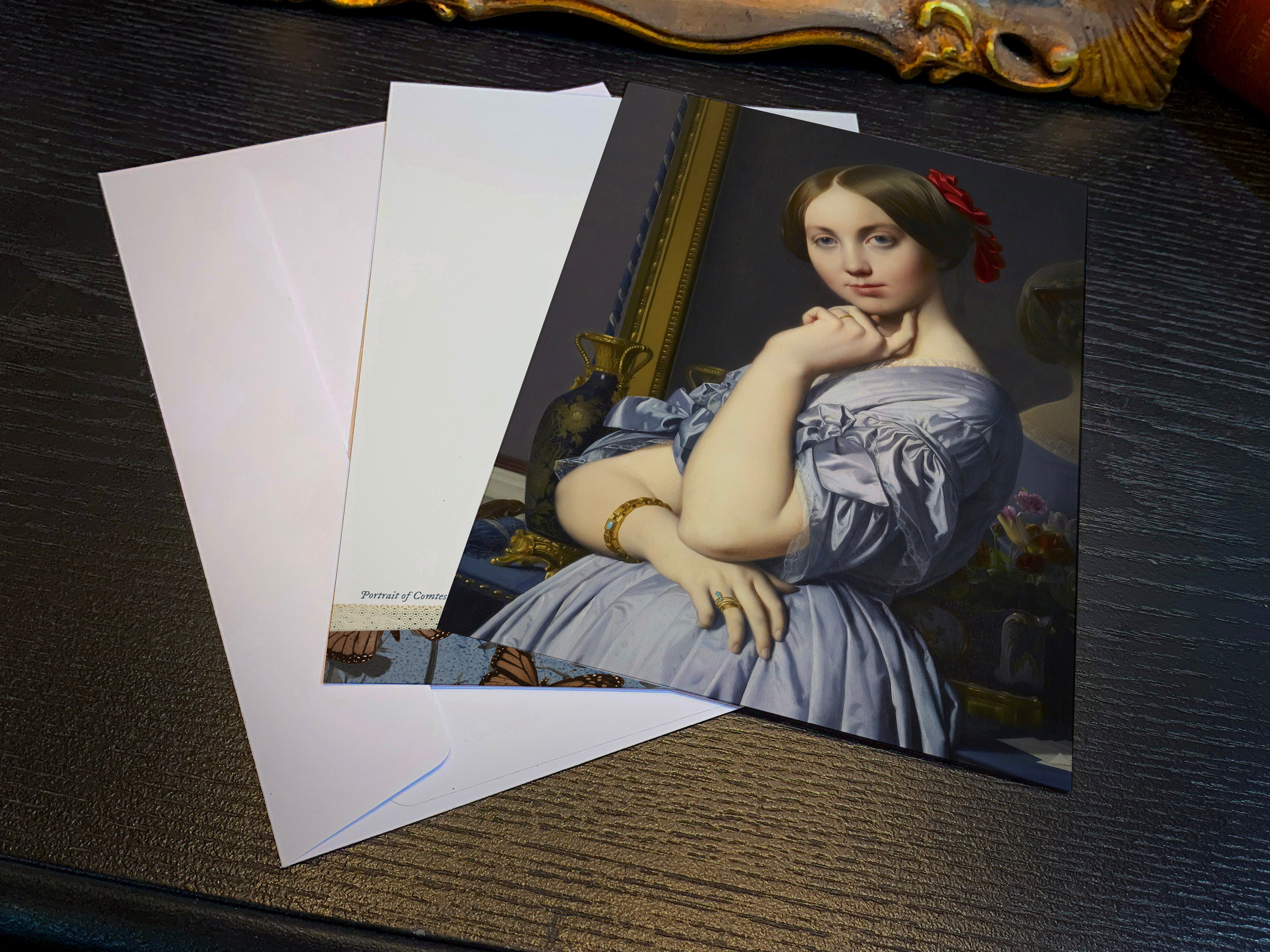 Came for the Tea, Stayed for the Scandal, Funny Everyday Set of  Flat Double-sided Regency Notecards Cards With White Envelopes, 5in x 7in