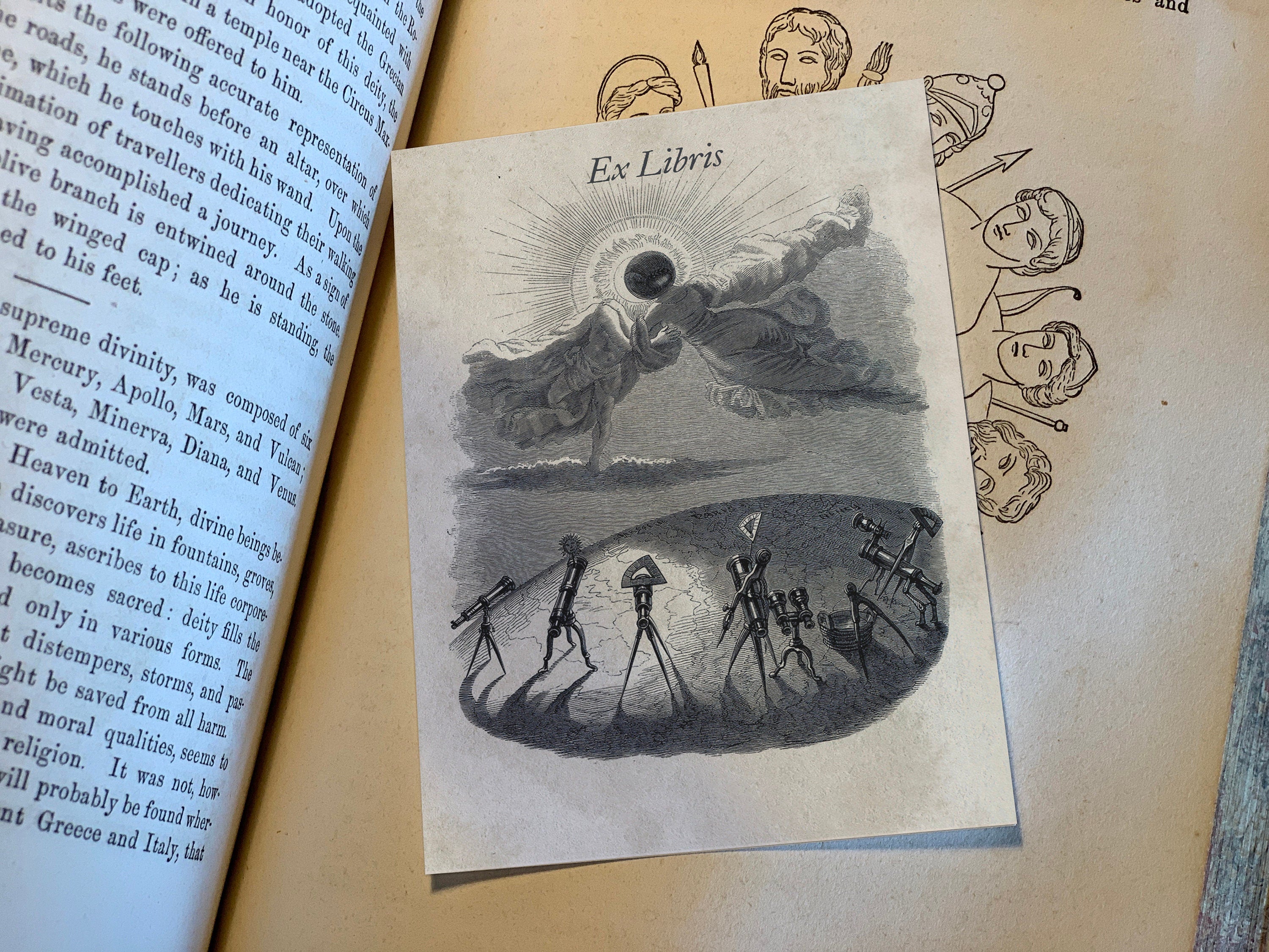 Eclipse, Marriage of the Sun and Moon, Personalized Ex-Libris Bookplates, Crafted on Traditional Gummed Paper, 3in x 4in, Set of 30