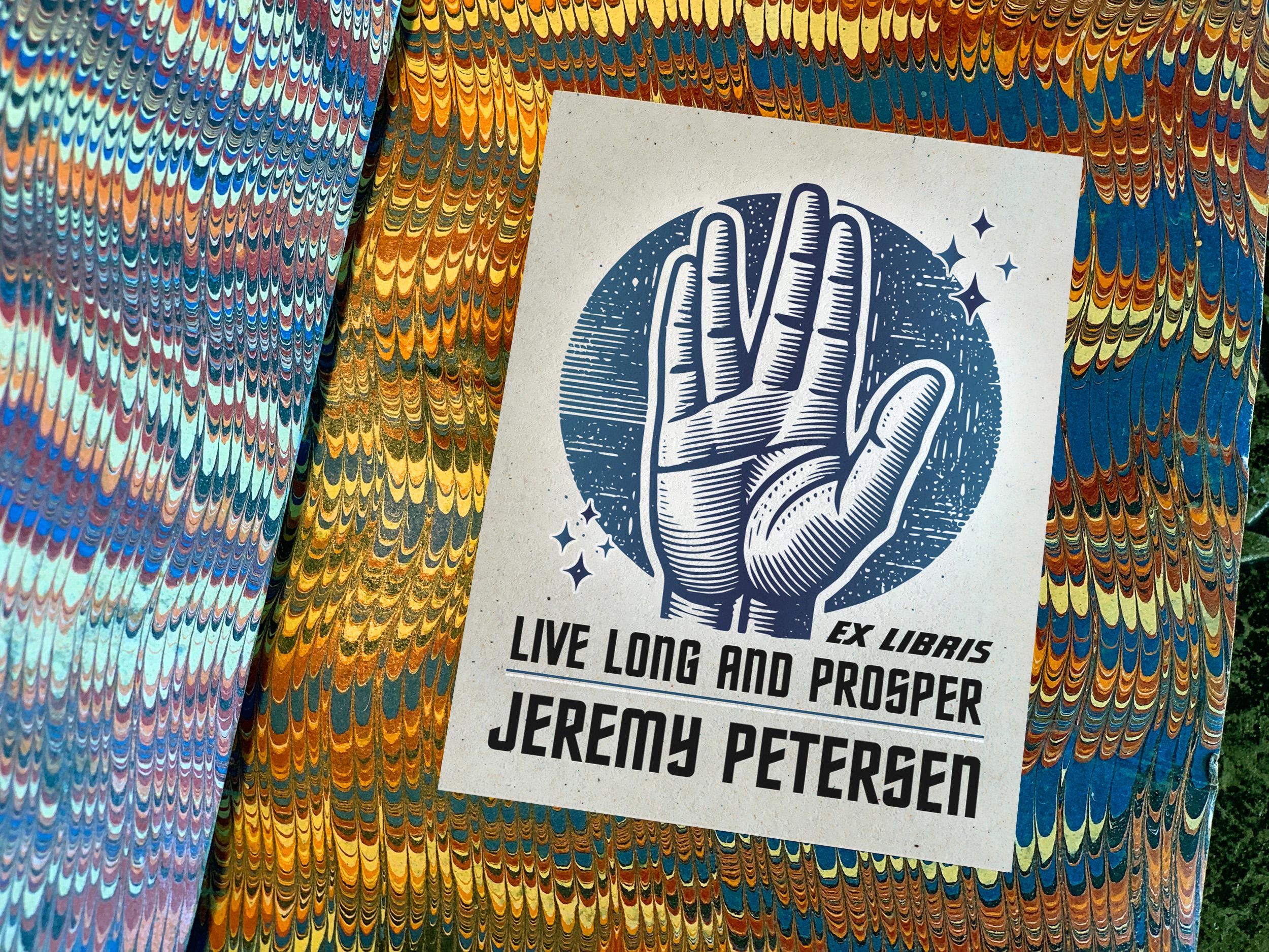 Live Long and Prosper, Sci-fi Personalized Ex-Libris Bookplates, Crafted on Traditional Gummed Paper, 3in x 4in, Set of 30