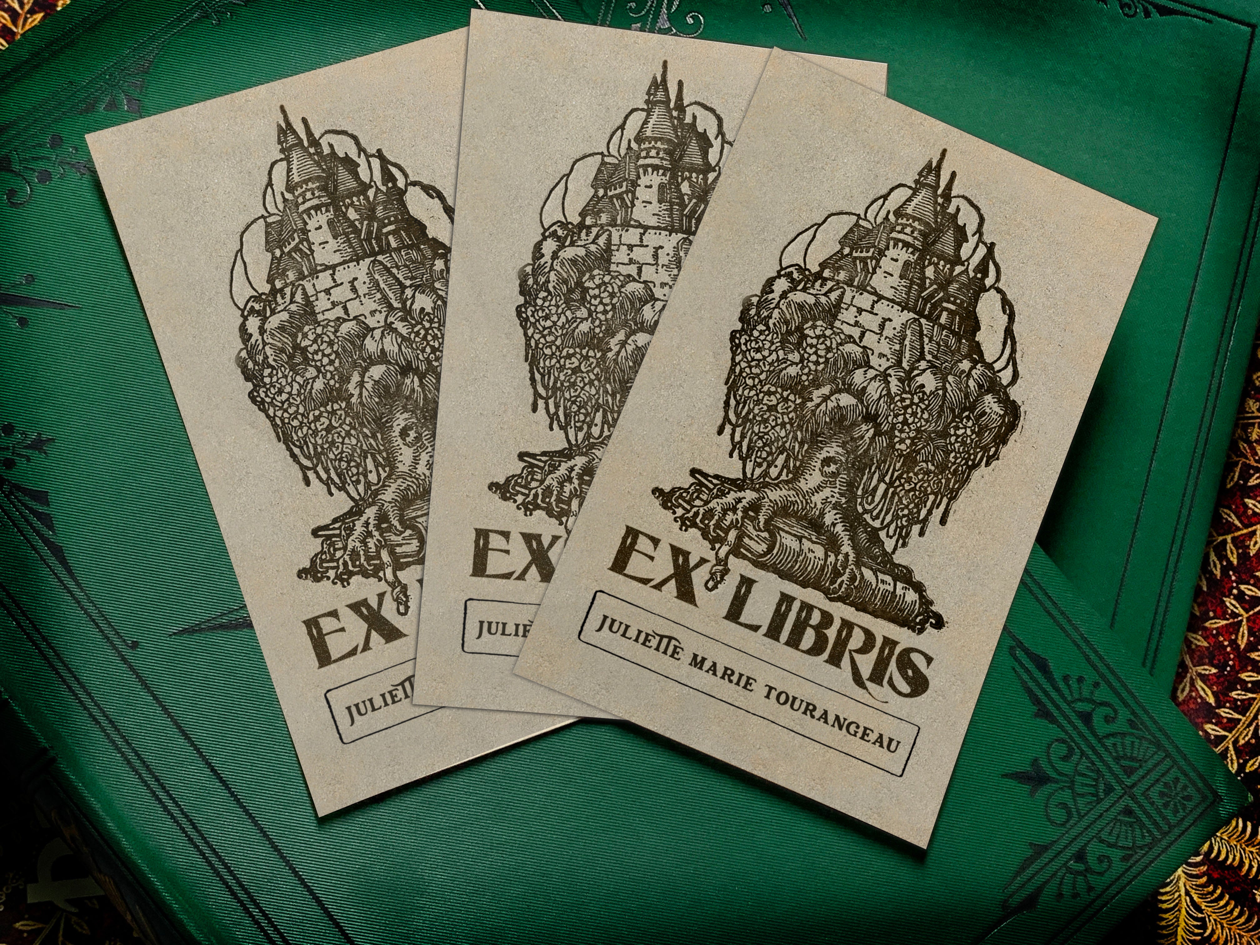 Magical Castle Treehouse, Personalized Ex-Libris Bookplates, Crafted on Traditional Gummed Paper, 2.5in x 4in, Set of 30