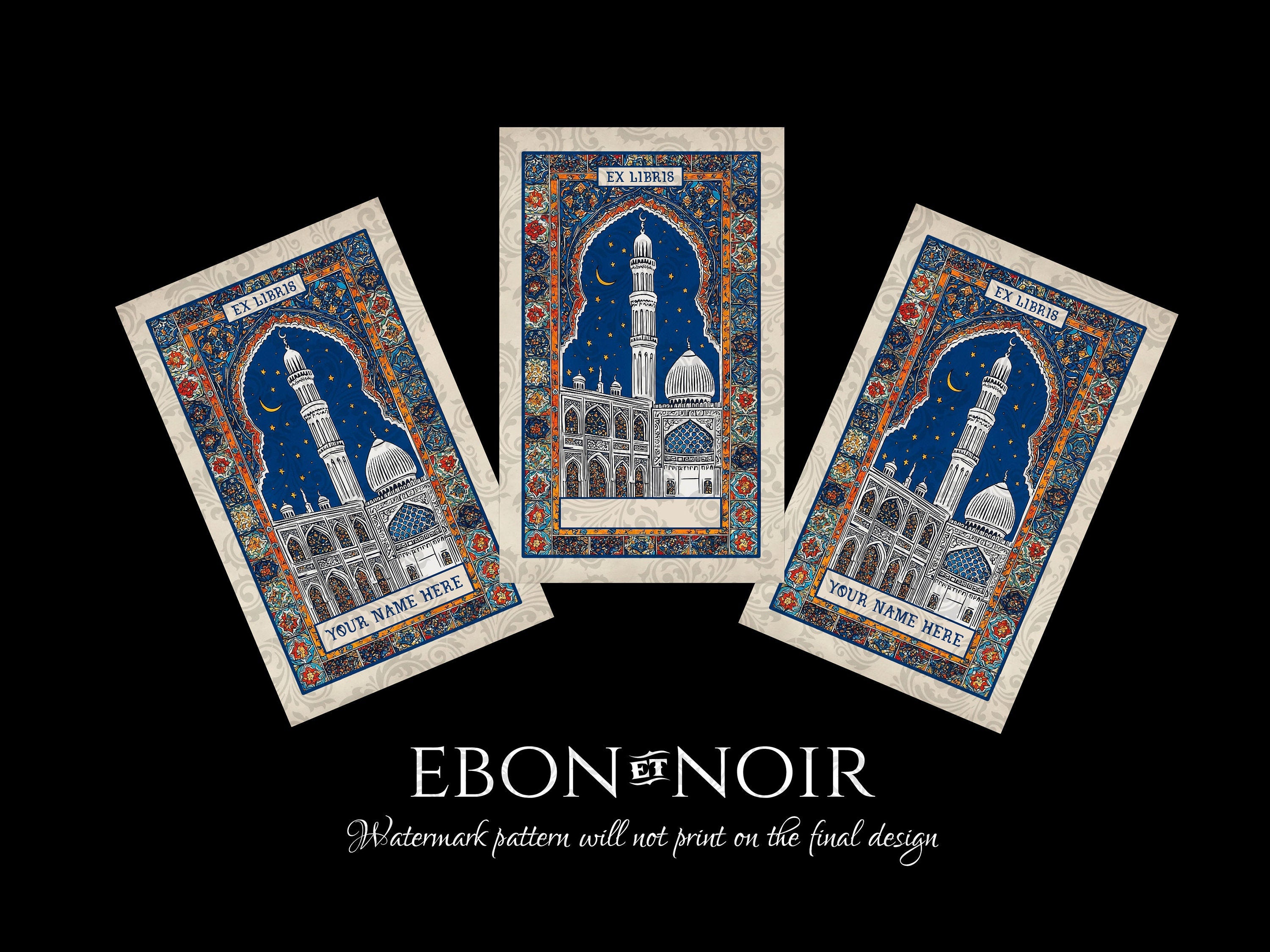 Arabian Nights, Personalized Ex-Libris Bookplates, Crafted on Traditional Gummed Paper, 2.5in x 4in, Set of 30