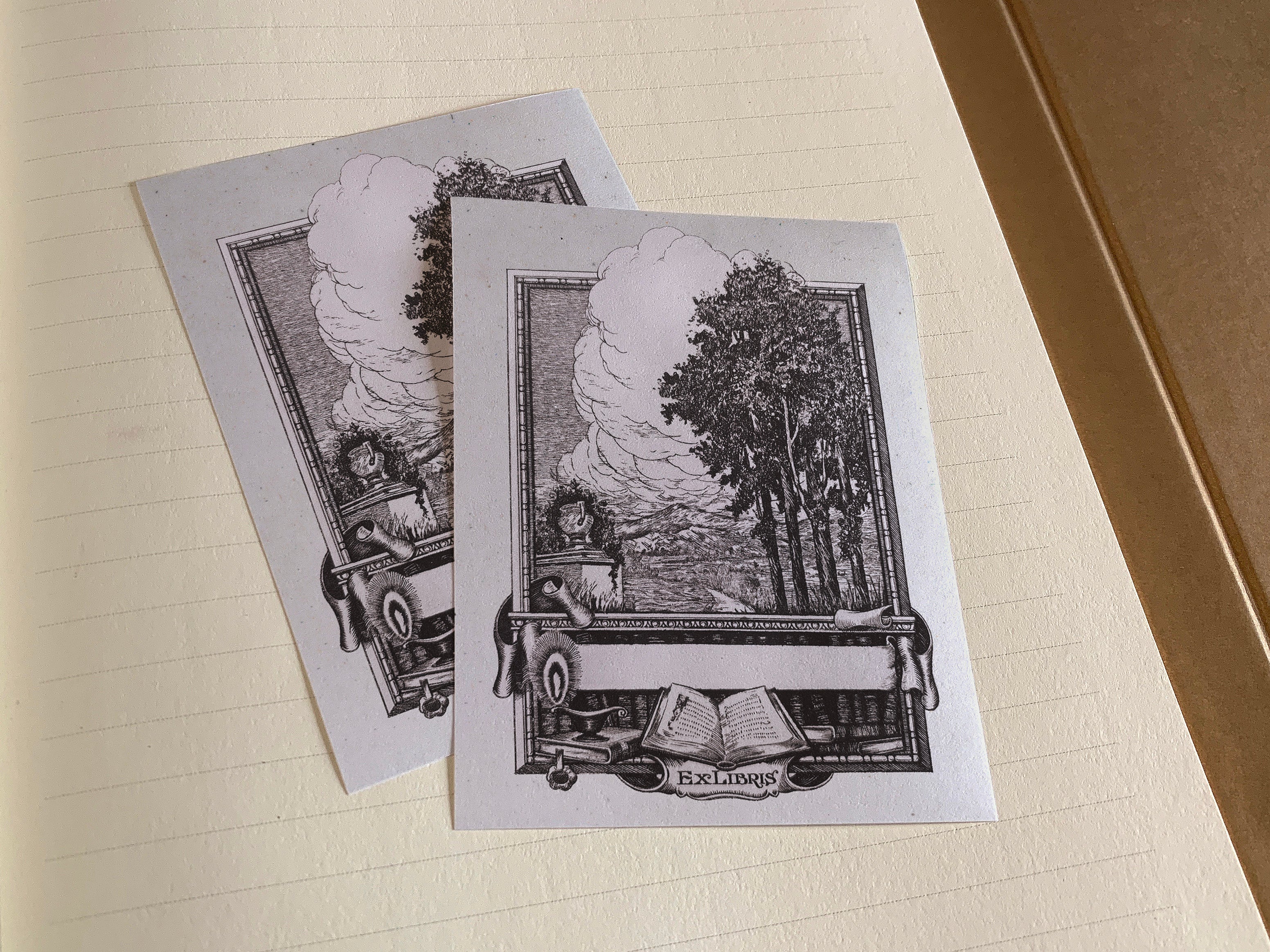 Life's Pleasures, Personalized Ex-Libris Bookplates, Crafted on Traditional Gummed Paper, 2.5in x 4in, Set of 30