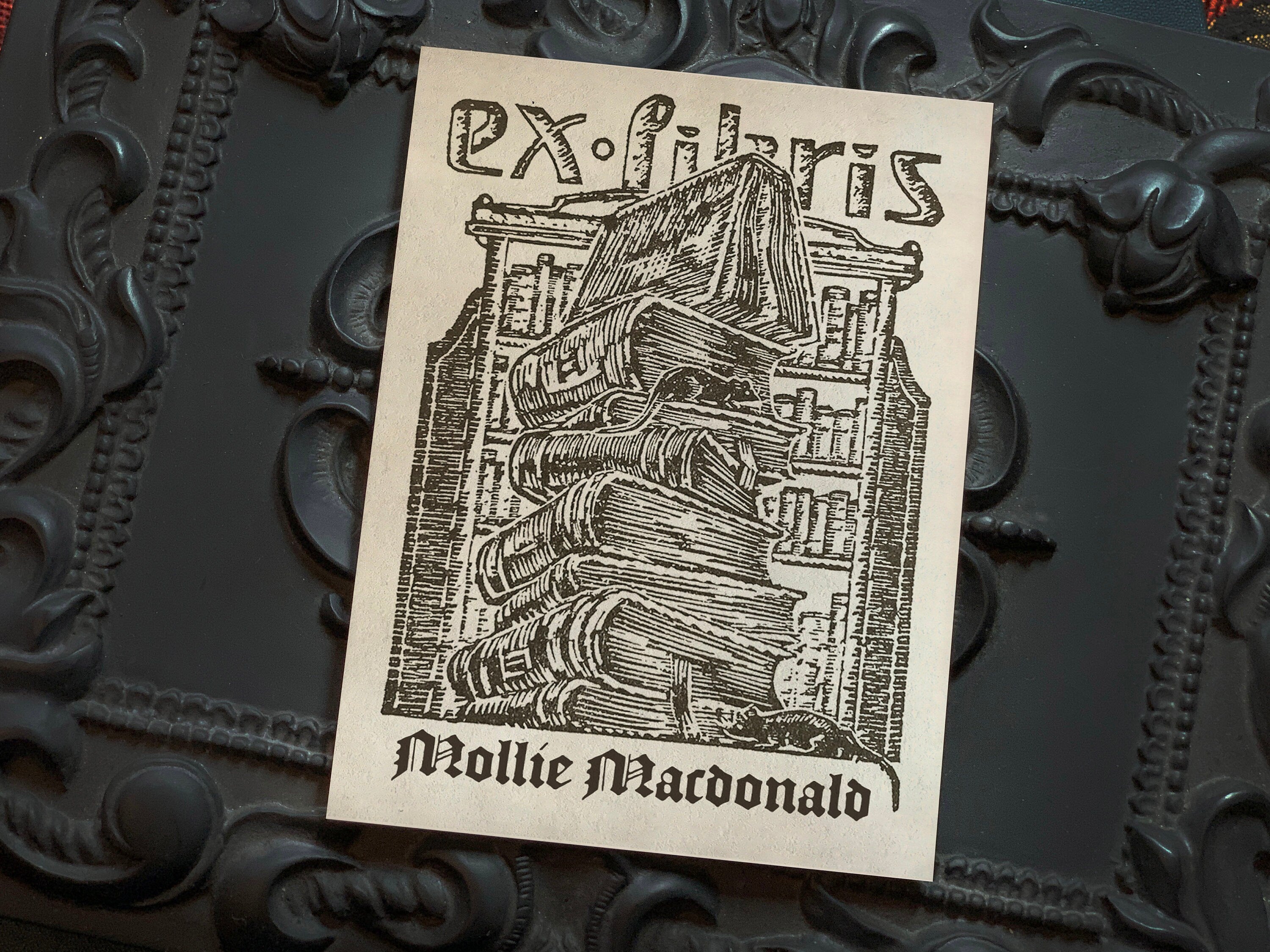 Wizard's Library, Personalized Ex-Libris Bookplates, Crafted on Traditional Gummed Paper, 3in x 4in, Set of 30