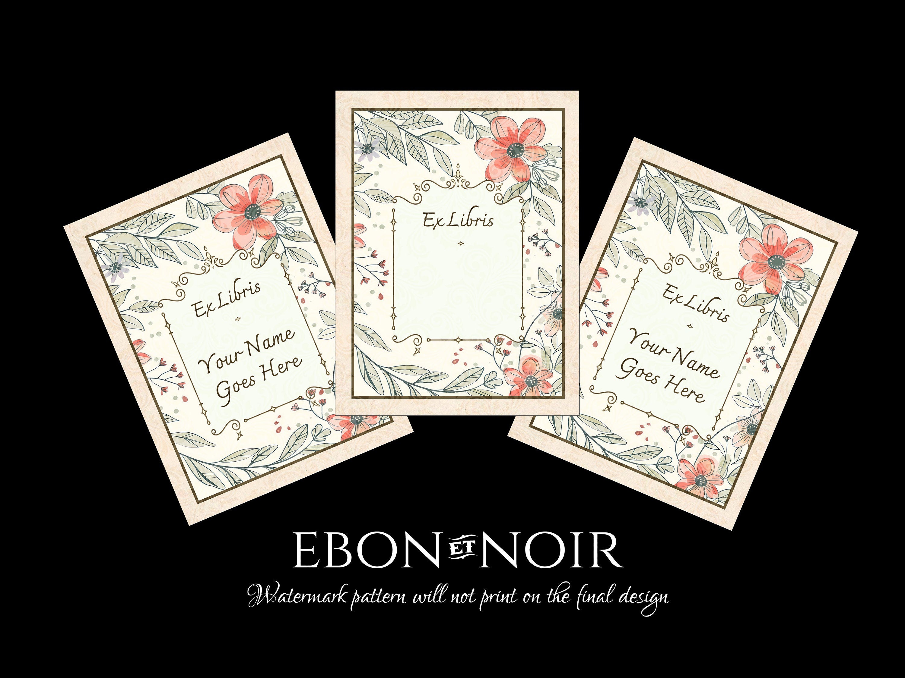 Orange Daisy, Personalized Floral Ex-Libris Bookplates, Crafted on Traditional Gummed Paper, 3in x 4in, Set of 30