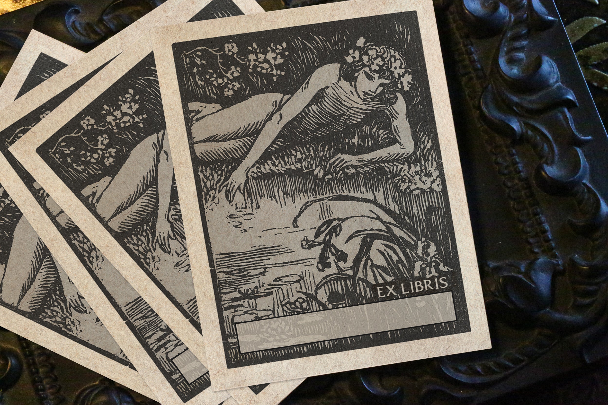 Narcissus, Mythological, Personalized Ex-Libris Bookplates, Crafted on Traditional Gummed Paper, 2.5in x 4in, Set of 30