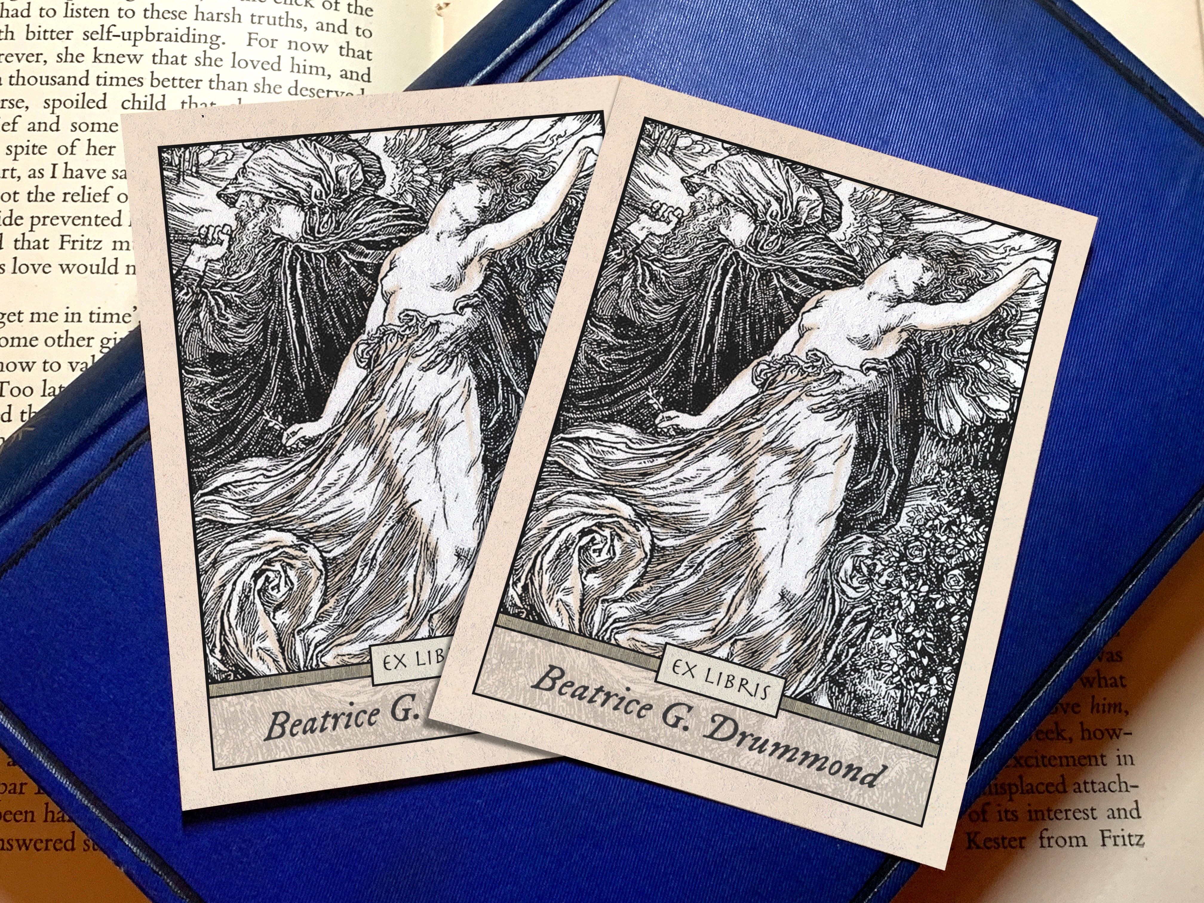 Time Never Rests, Personalized Ex-Libris Bookplates, Crafted on Traditional Gummed Paper, 2.5in x 4in, Set of 30