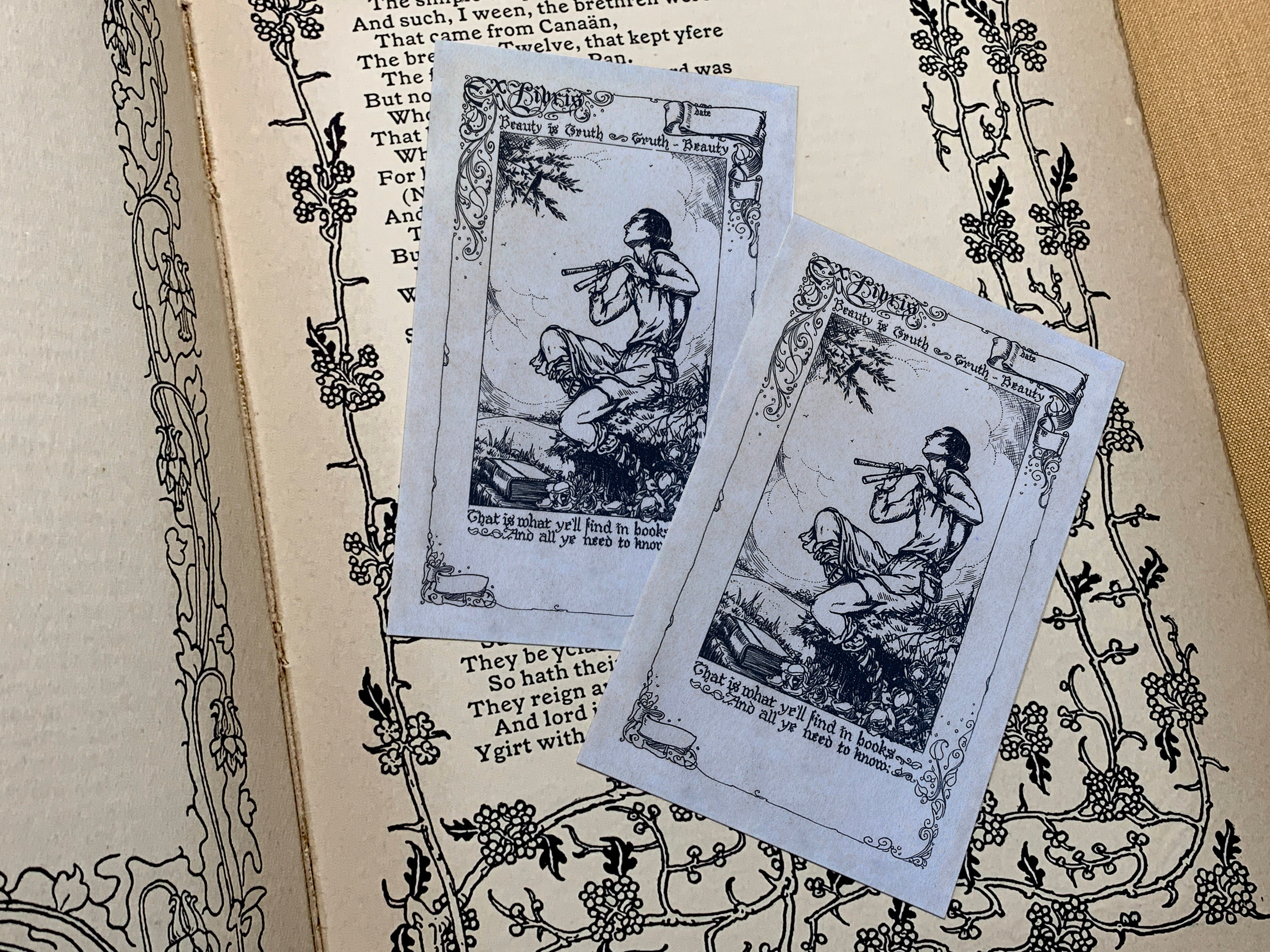 Beauty is Truth, Truth is Beauty, Personalized Ex-Libris Bookplates, Crafted on Traditional Gummed Paper, 2.5in x 4in, Set of 30