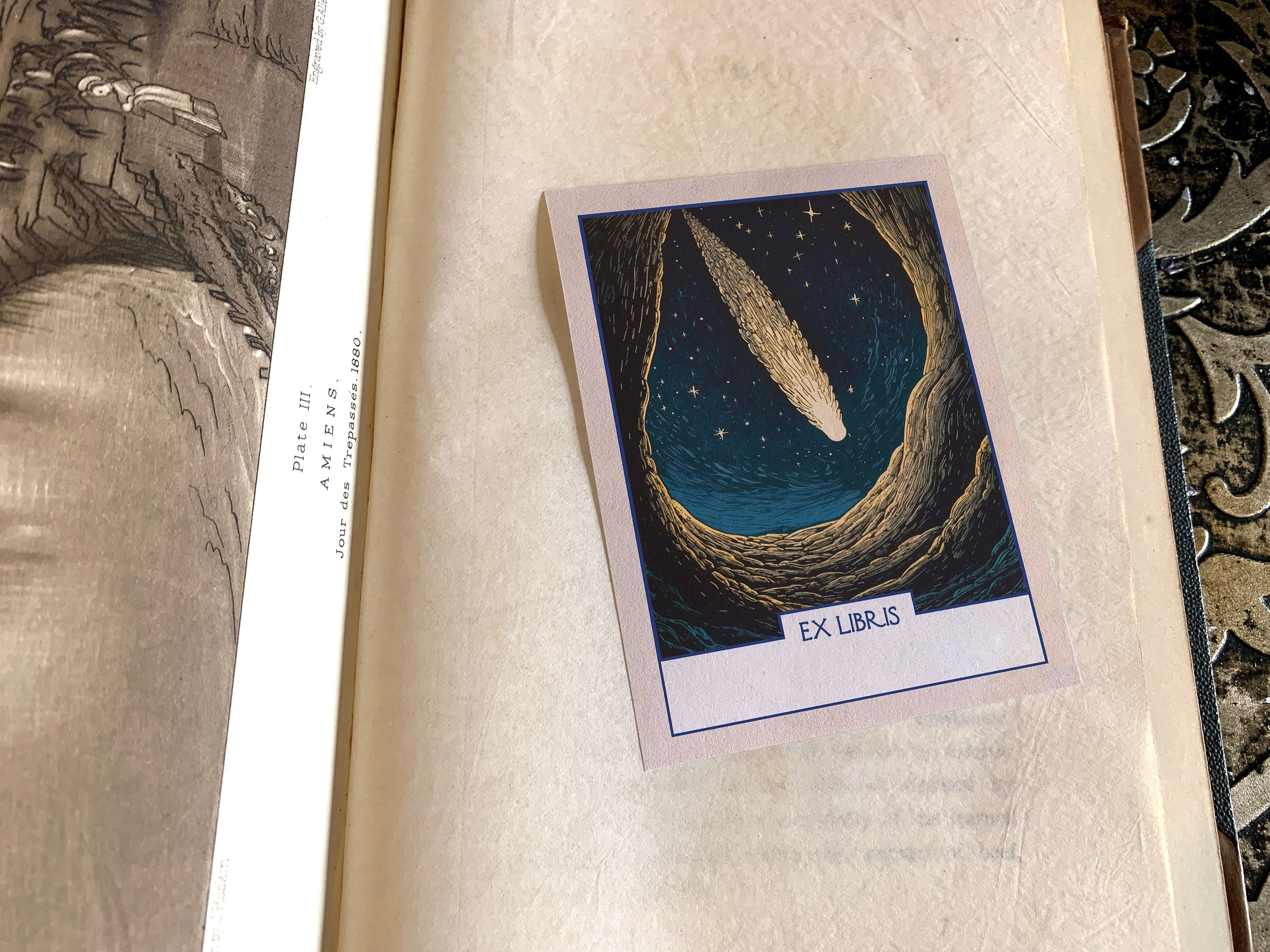 Night of the Comet, Sci-fi Personalized Ex-Libris Bookplates, Crafted on Traditional Gummed Paper, 3in x 4in, Set of 30