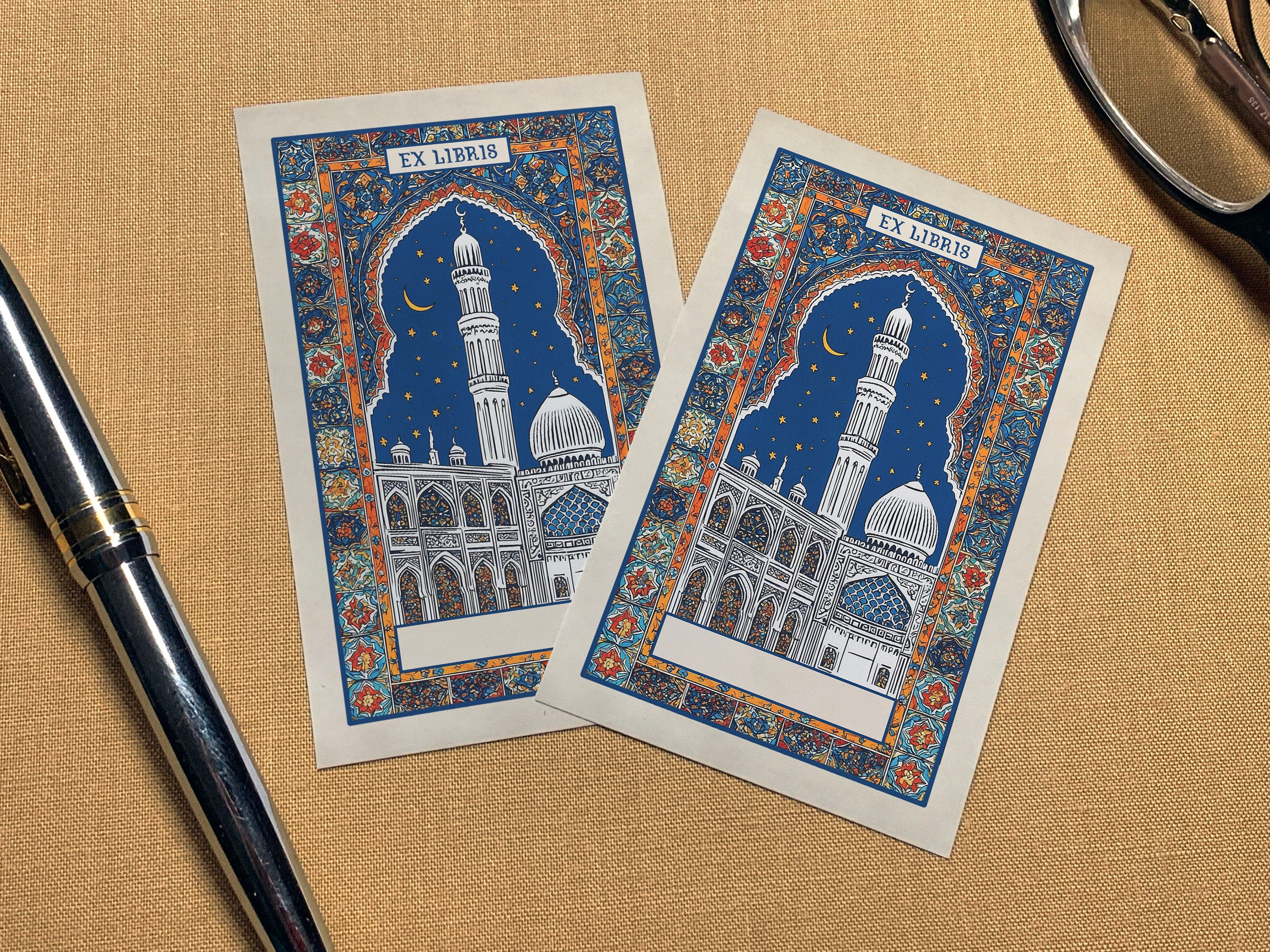 Arabian Nights, Personalized Ex-Libris Bookplates, Crafted on Traditional Gummed Paper, 2.5in x 4in, Set of 30