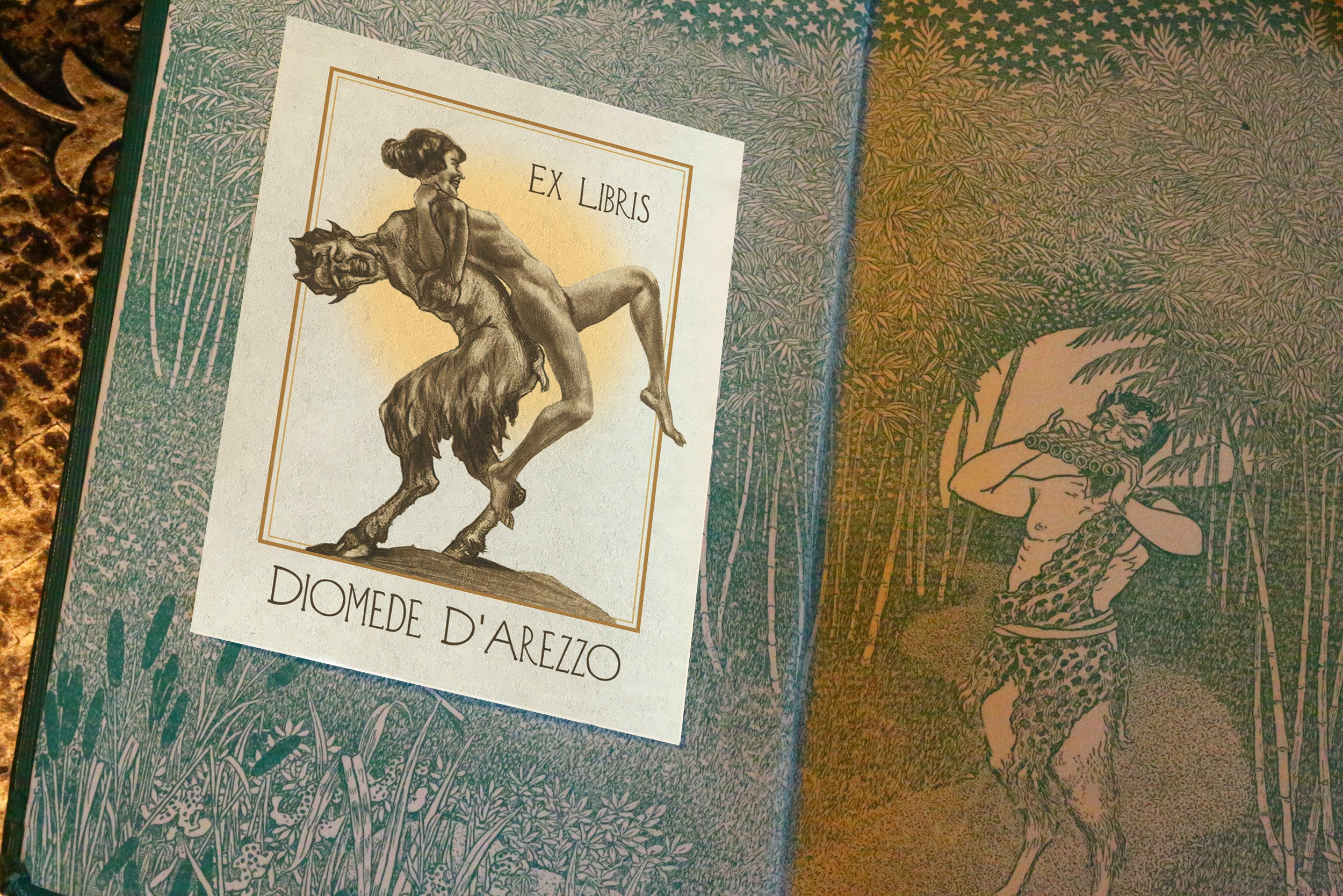 Mythical Revelry, Satyr and Nymph, Personalized, Ex-Libris Bookplates, Crafted on Traditional Gummed Paper, 3in x 4in, Set of 30