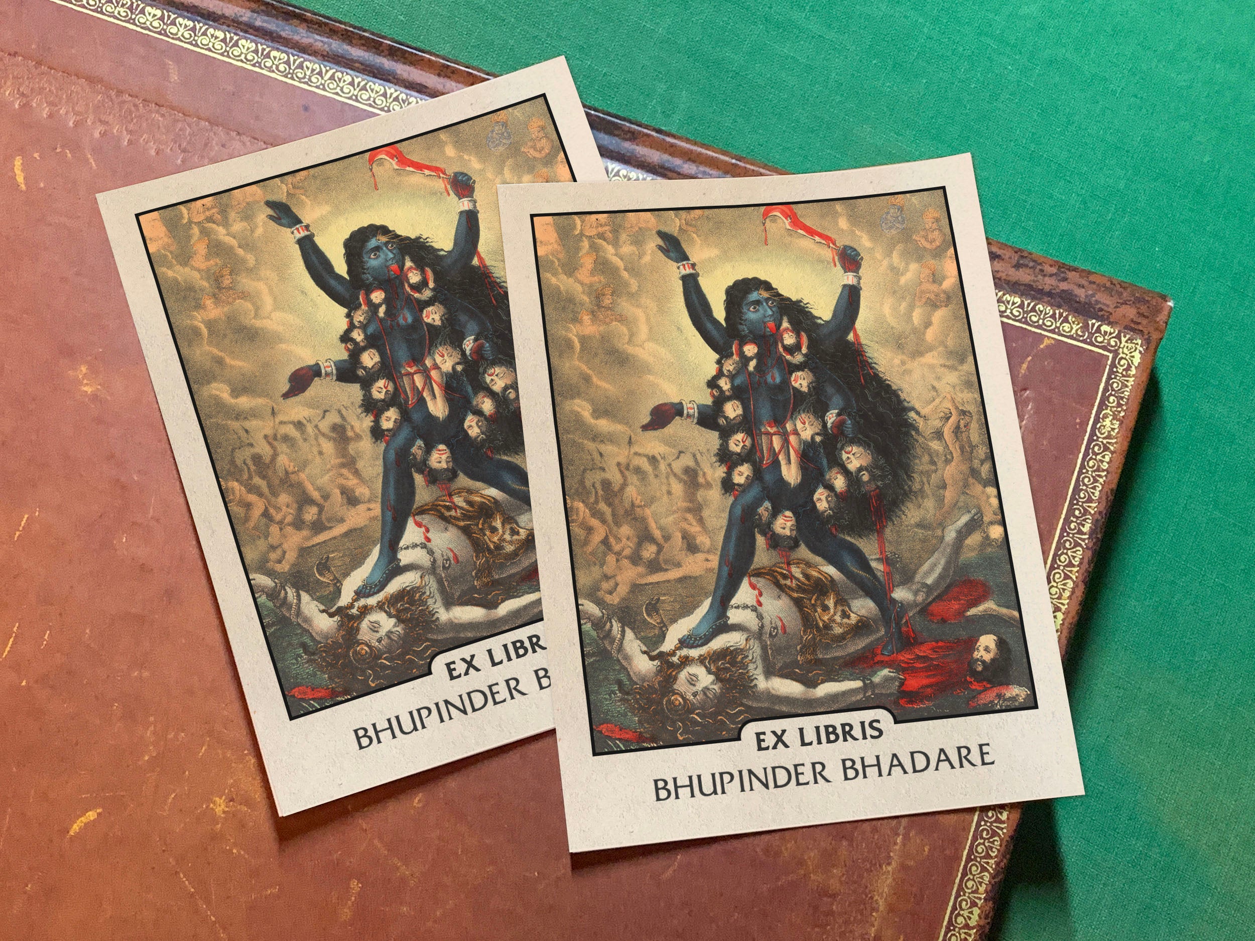 Goddess Kali, Personalized Ex-Libris Bookplates, Crafted on Traditional Gummed Paper, 3in x 4in, Set of 30