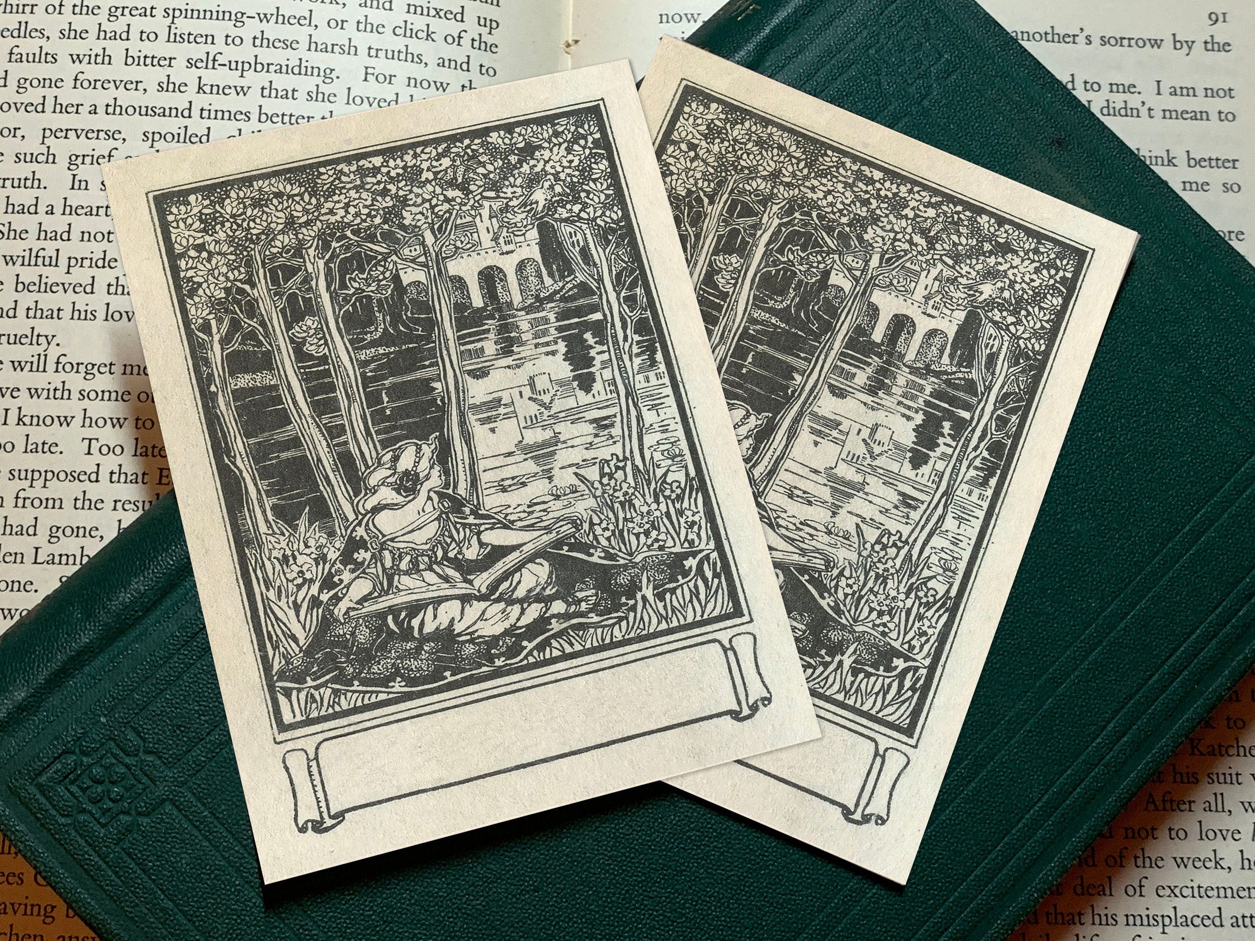 Princess by the Lake, Personalized Ex-Libris Bookplates, Crafted on Traditional Gummed Paper, 3in x 4in, Set of 30