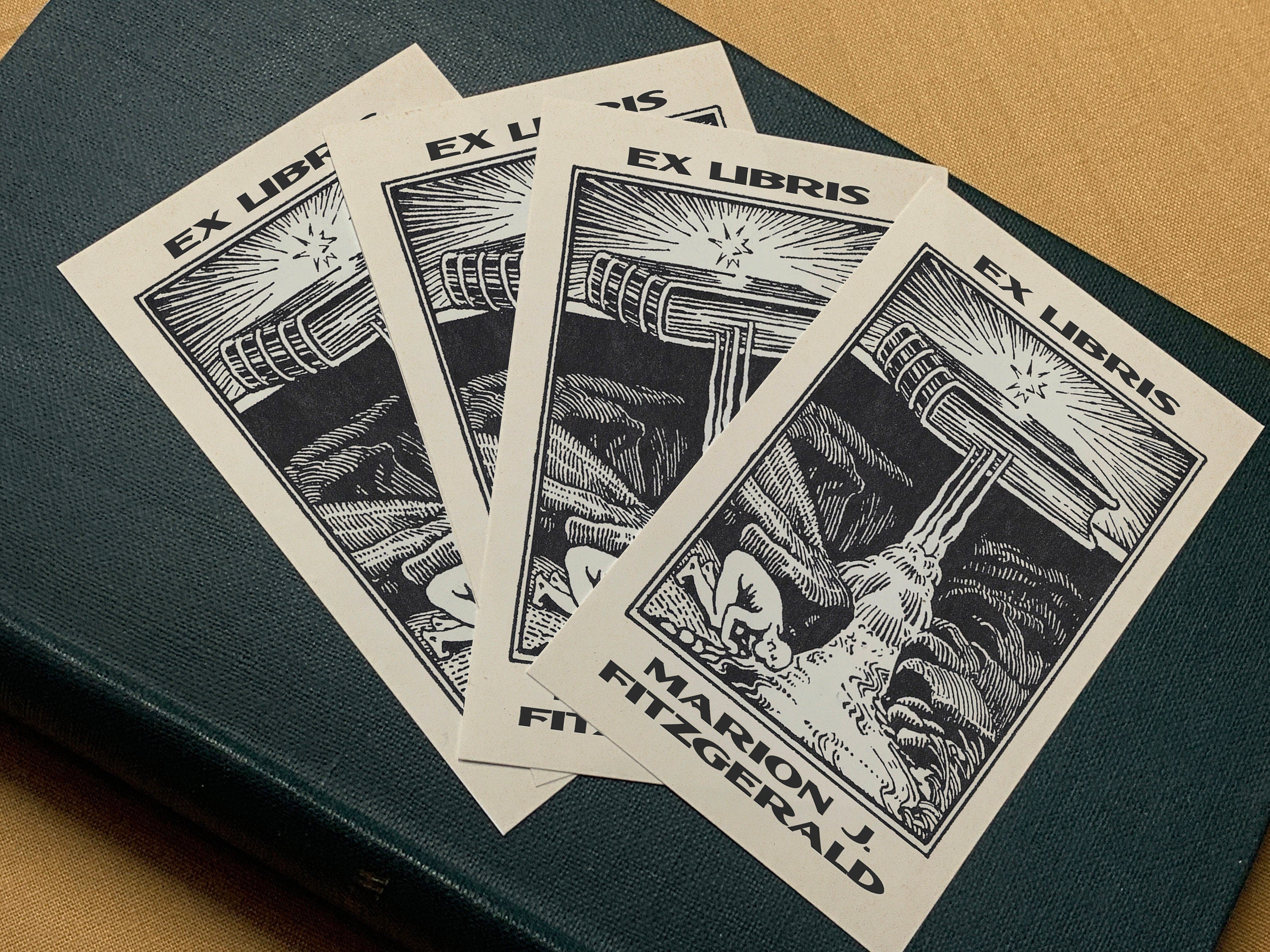 Thirst For Knowledge, Personalized Ex-Libris Bookplates, Crafted on Traditional Gummed Paper, 4in x 2.5in, Set of 30