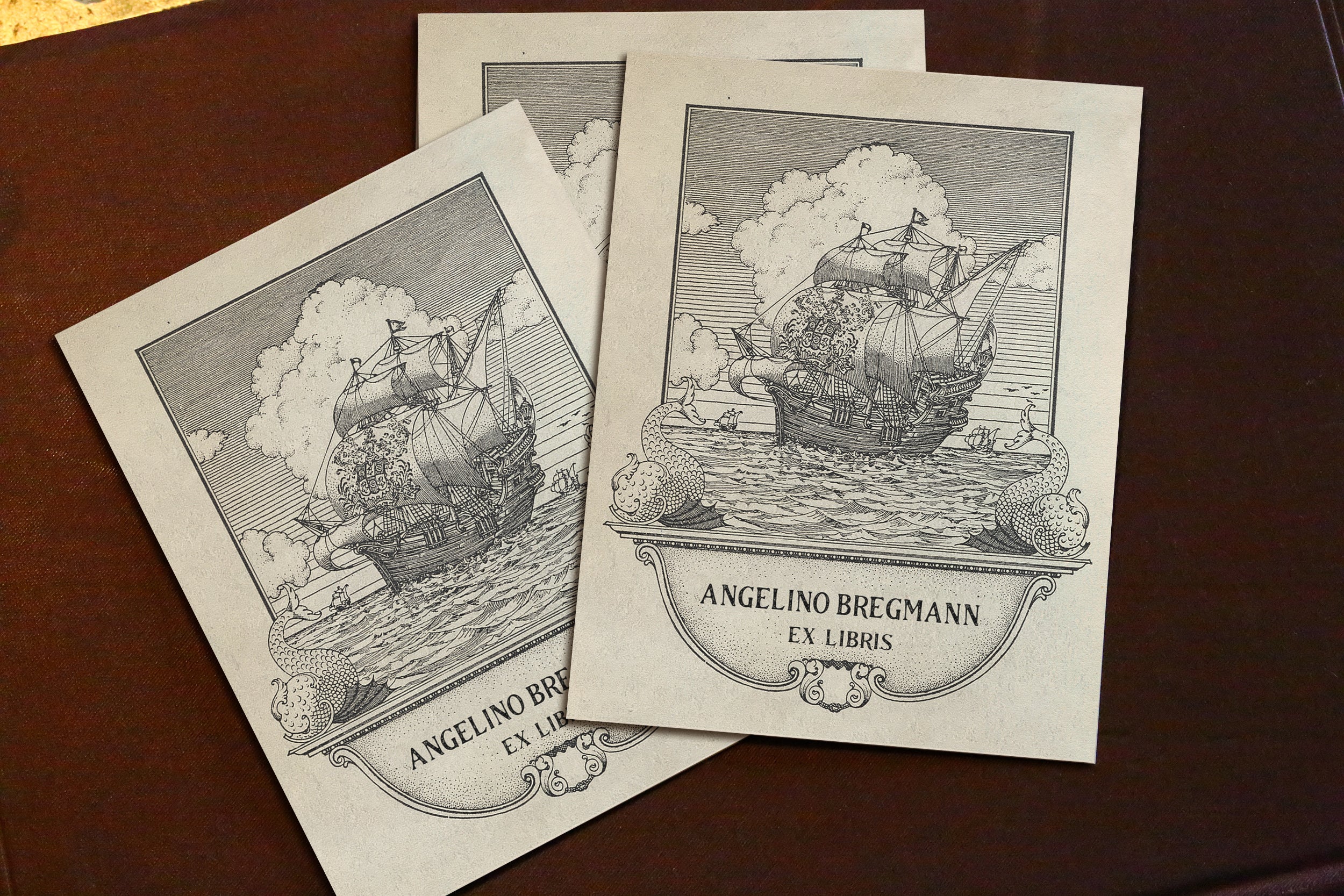 Maritime Odyssey, Personalized Nautical Ex-Libris Bookplates, Crafted on Traditional Gummed Paper, 3in x 4in, Set of 30