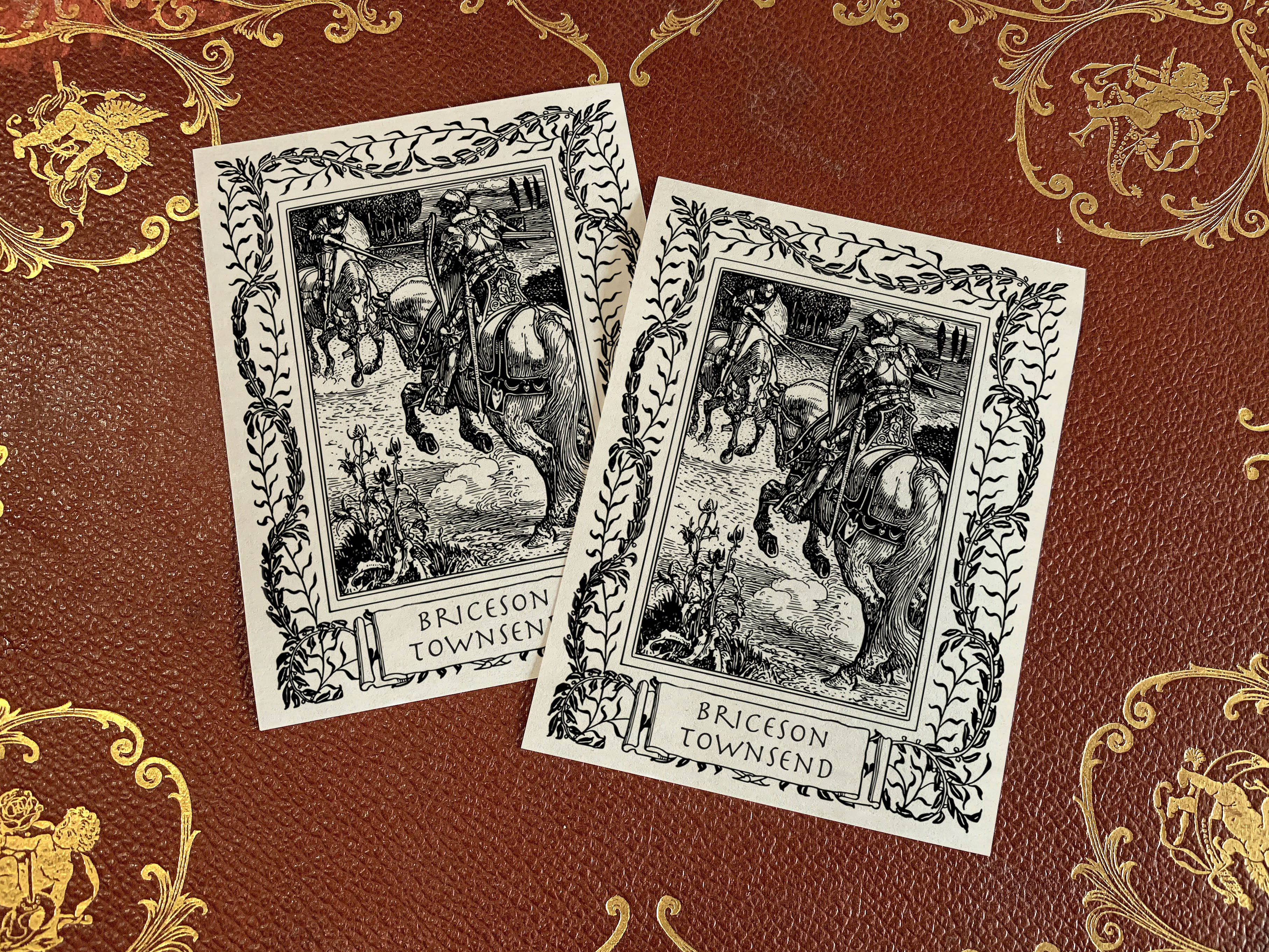 The Royal Joust, Personalized Ex-Libris Bookplates, Crafted on Traditional Gummed Paper, 3in x 4in, Set of 30