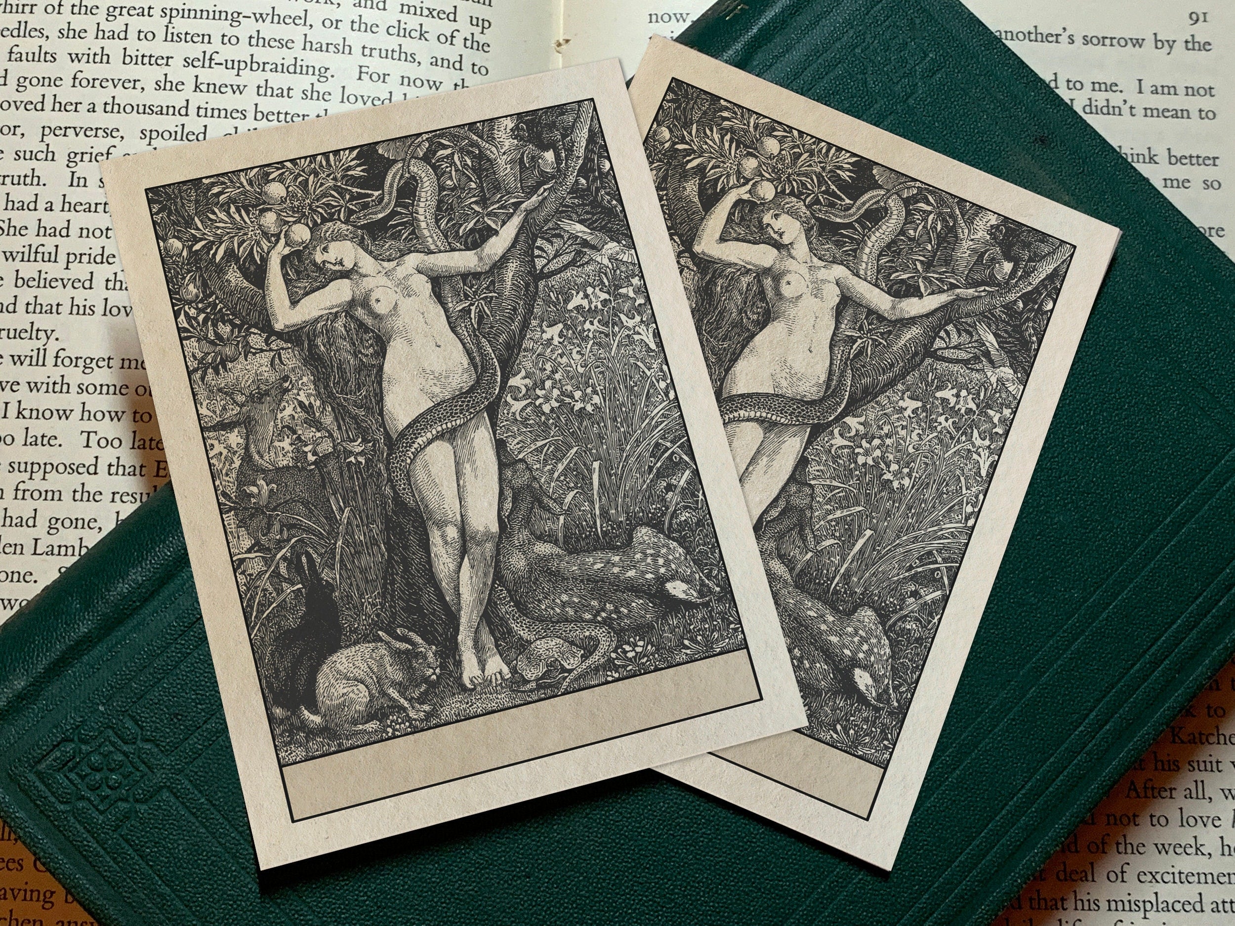 Eve and Serpent by Walter Crane, Personalized Ex-Libris Bookplates, Crafted on Traditional Gummed Paper, 3in x 4in, Set of 30