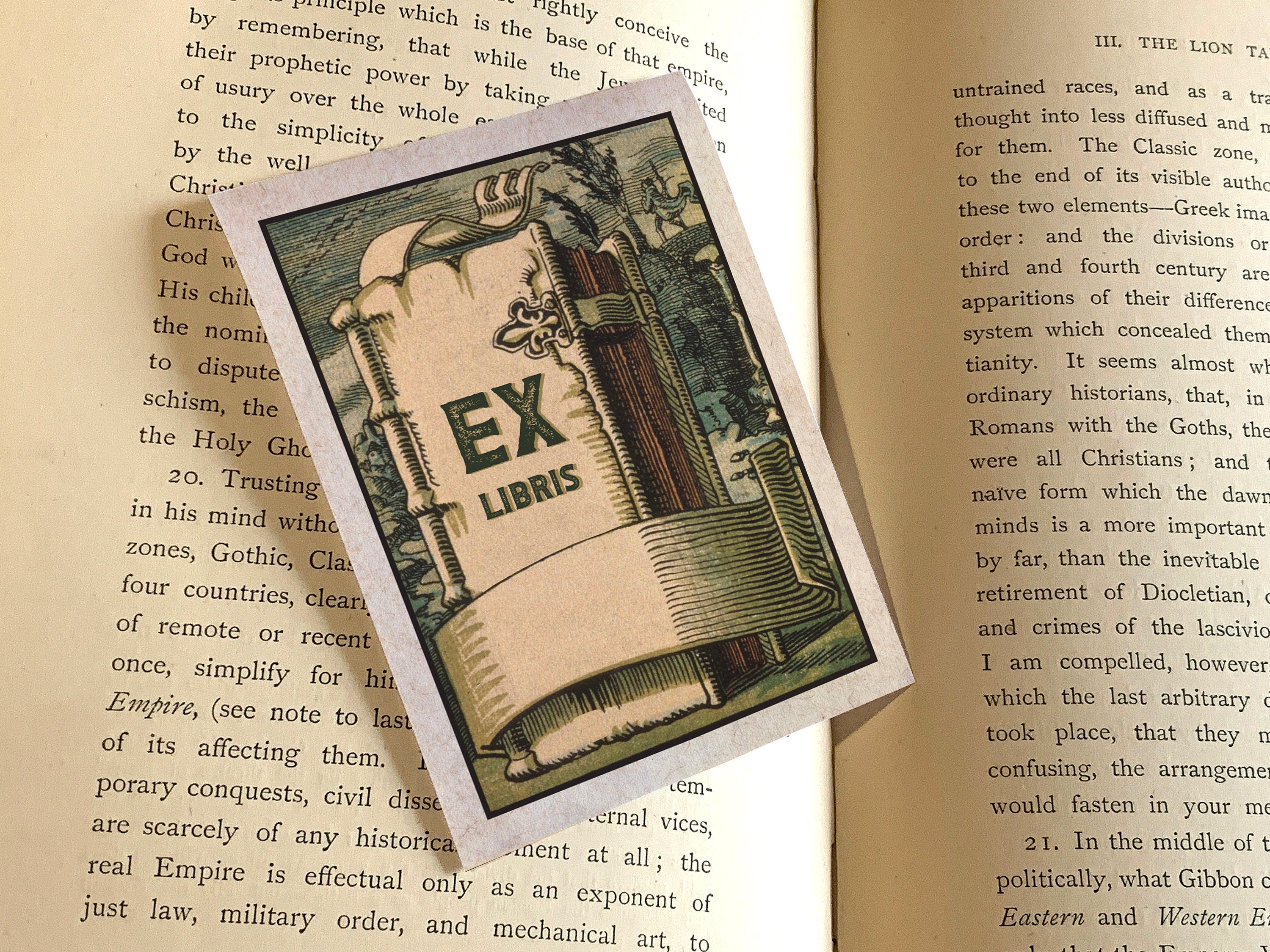 Fantasy Tome, Personalized Ex-Libris Bookplates, Crafted on Traditional Gummed Paper, 3in x 4in, Set of 30