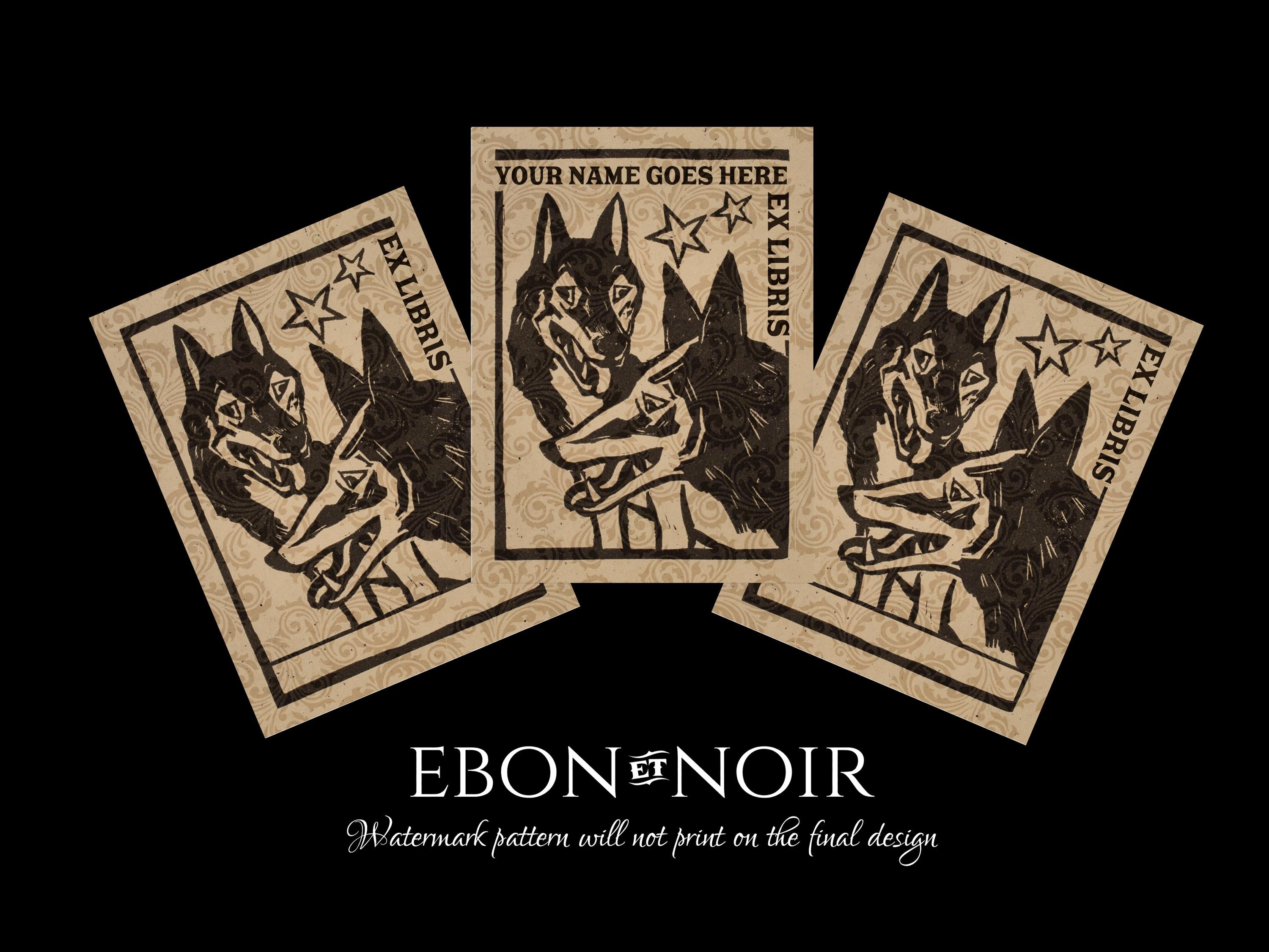 Loyal Companions, Personalized Dog Ex-Libris Bookplates, Crafted on Traditional Gummed Paper, 3in x 4in, Set of 30