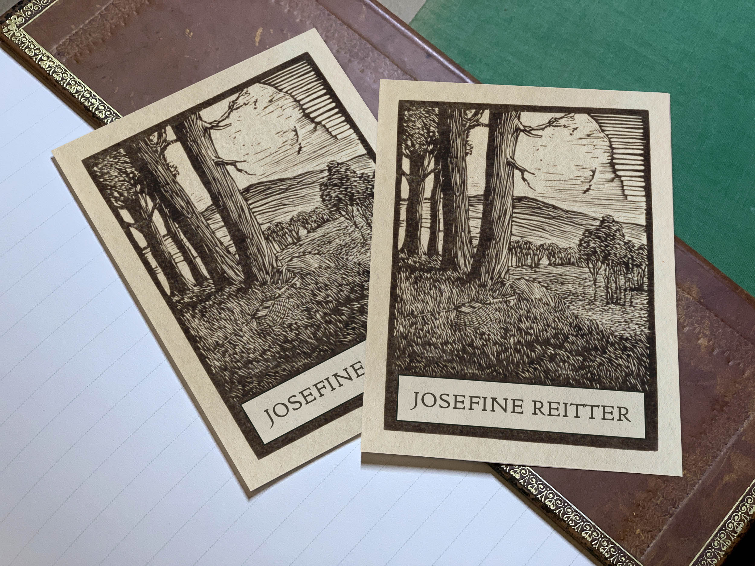 Forest Edge, Personalized Ex-Libris Bookplates, Crafted on Traditional Gummed Paper, 3in x 4in, Set of 30