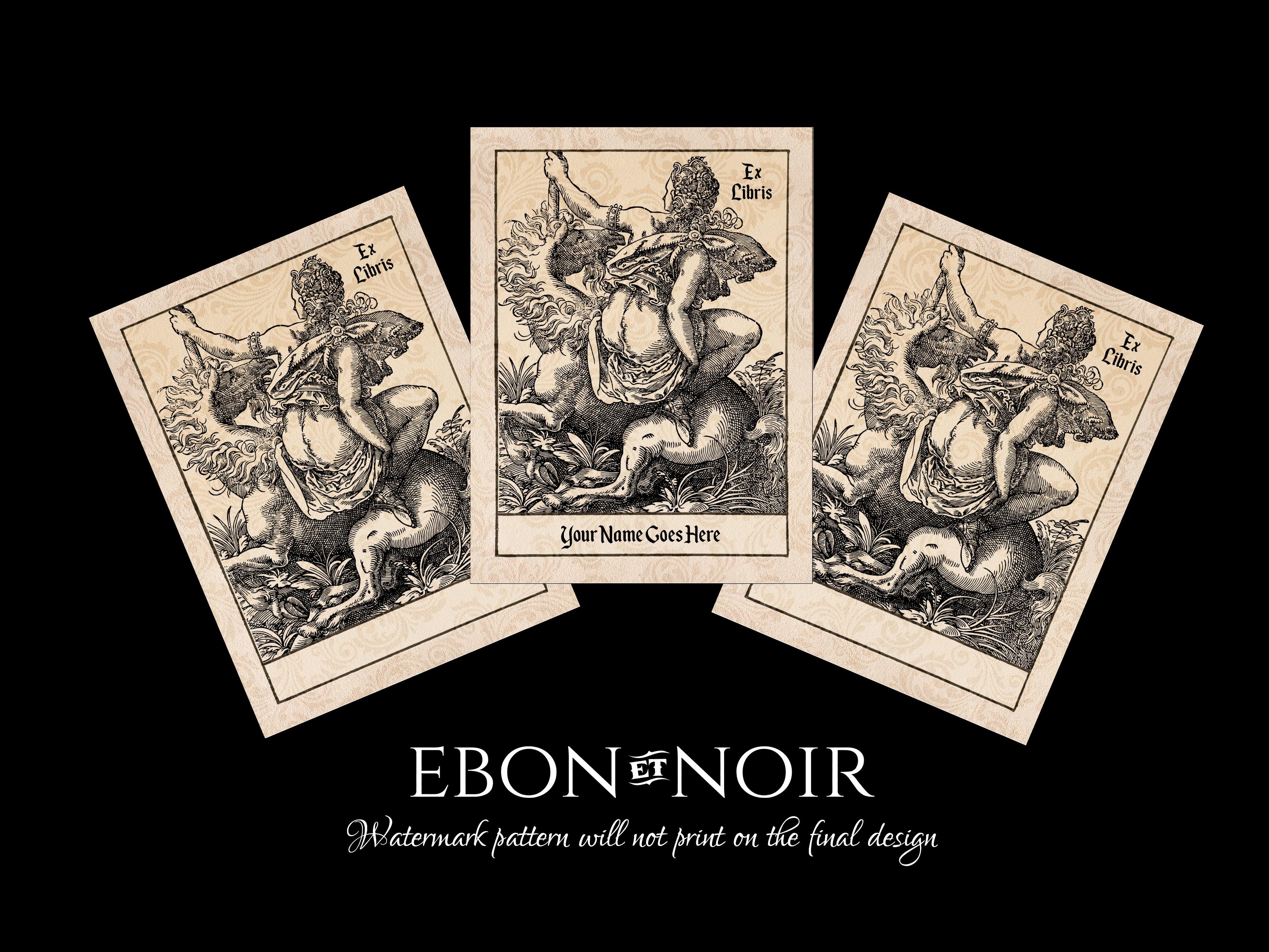 Woman and Unicorn, Personalized Erotic Ex-Libris Bookplates, Crafted on Traditional Gummed Paper, 3in x 4in, Set of 30