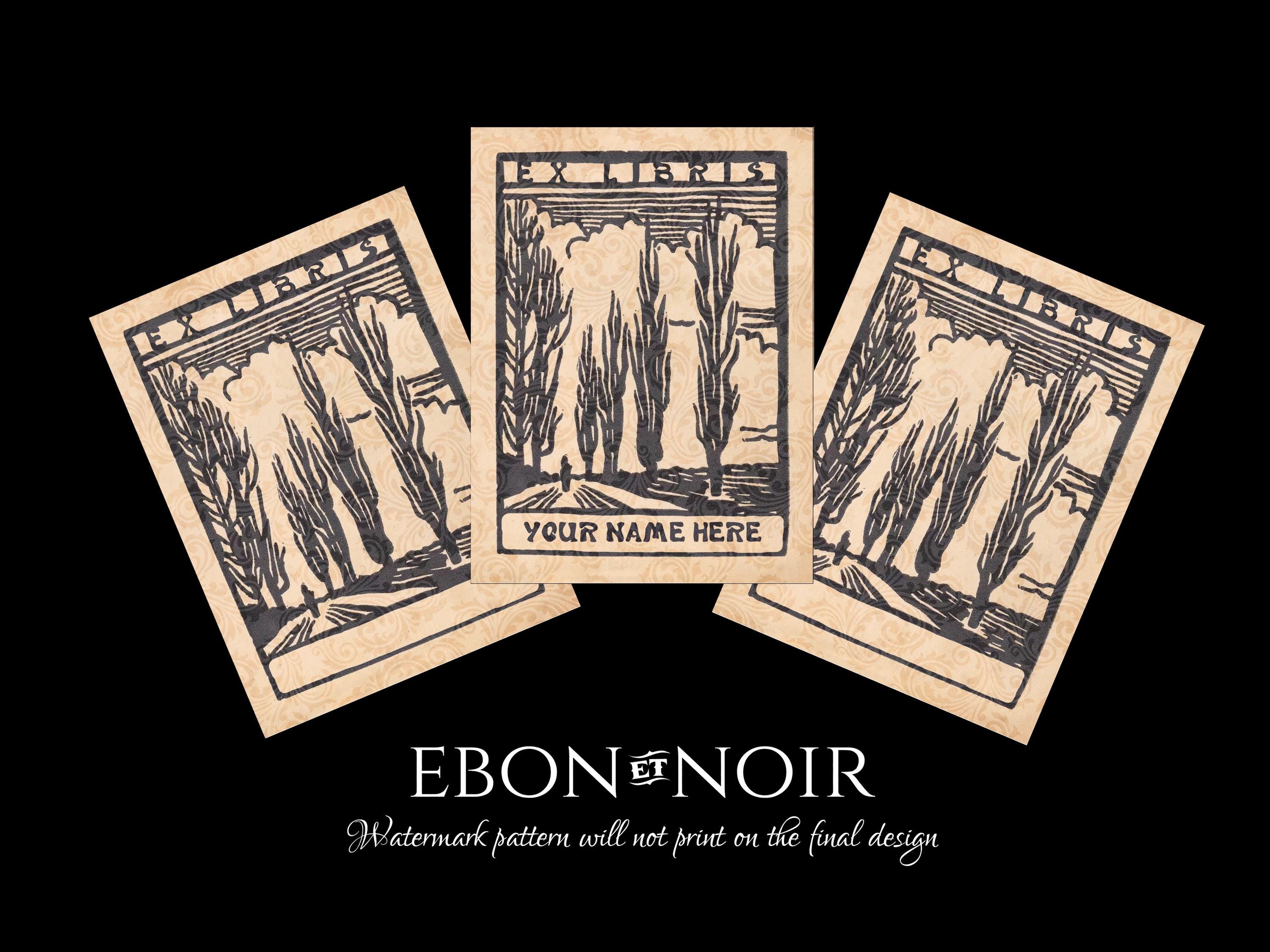 Poplars, Personalized Ex-Libris Bookplates, Crafted on Traditional Gummed Paper, 3in x 4in, Set of 30