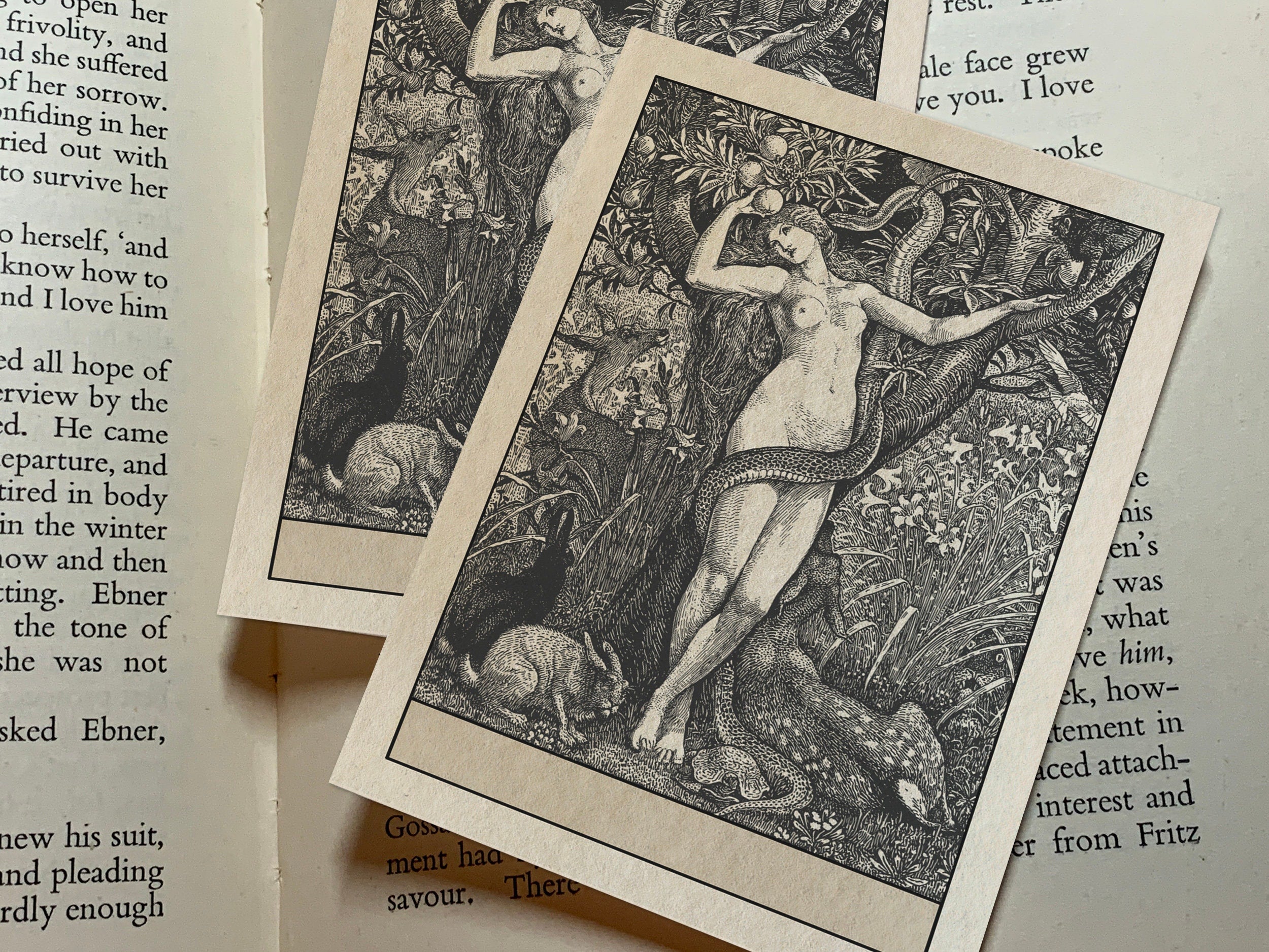 Eve and Serpent by Walter Crane, Personalized Ex-Libris Bookplates, Crafted on Traditional Gummed Paper, 3in x 4in, Set of 30