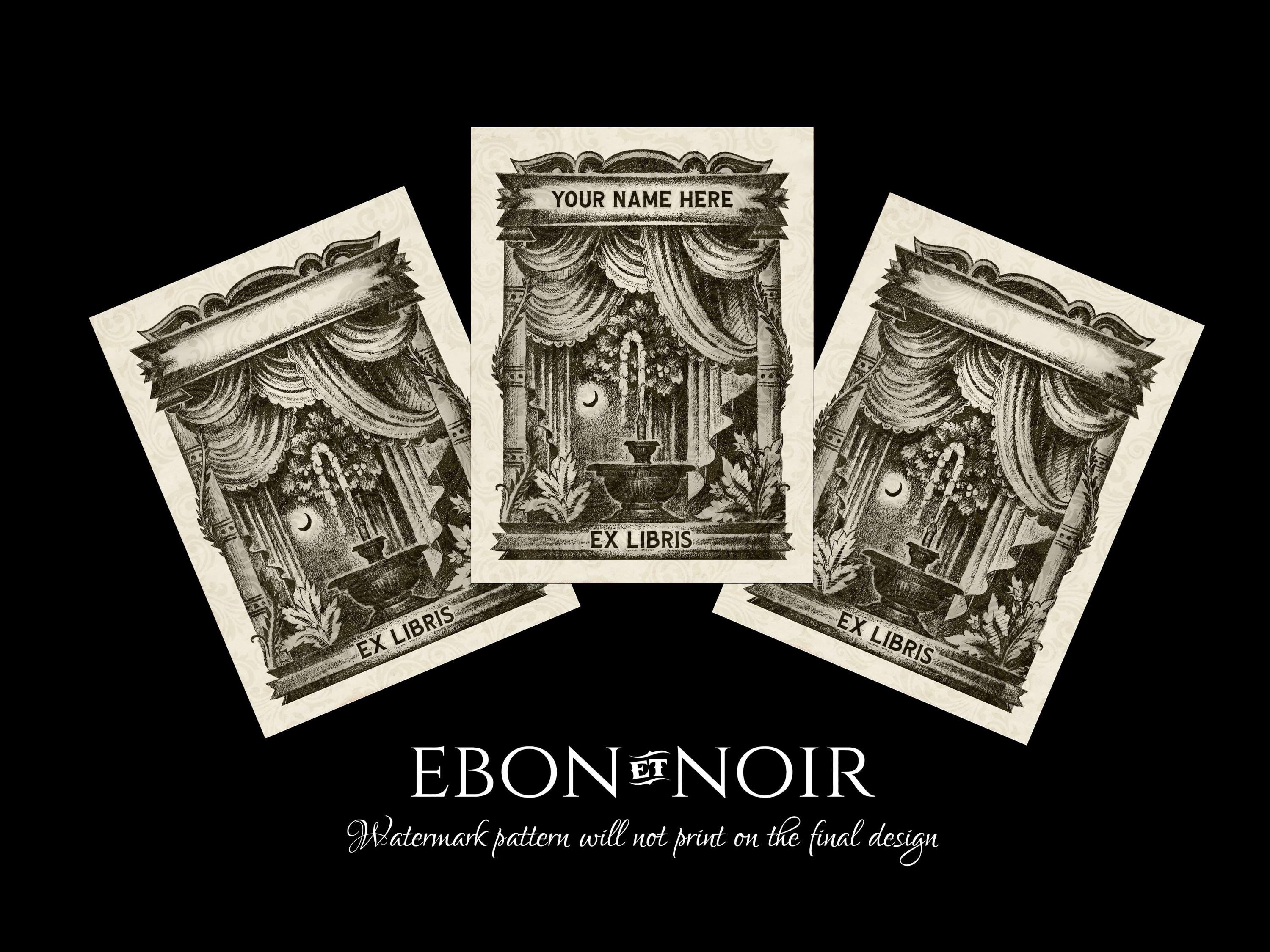 Erotic Fountain, Personalized Ex-Libris Bookplates, Crafted on Traditional Gummed Paper, 3in x 4in, Set of 30