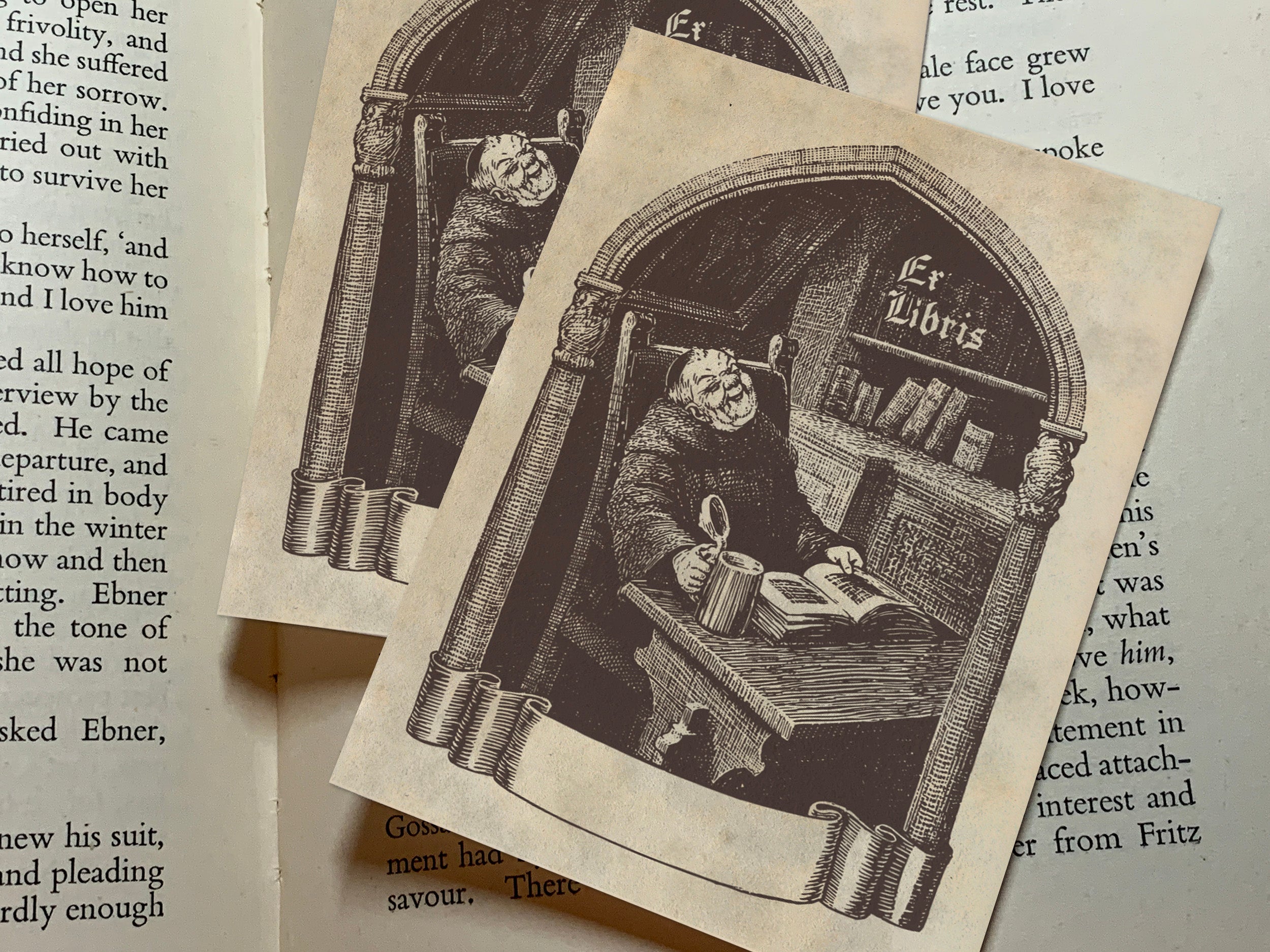 Friar Tuck, Personalized Gothic Ex-Libris Bookplates, Crafted on Traditional Gummed Paper, 3in x 4in, Set of 30