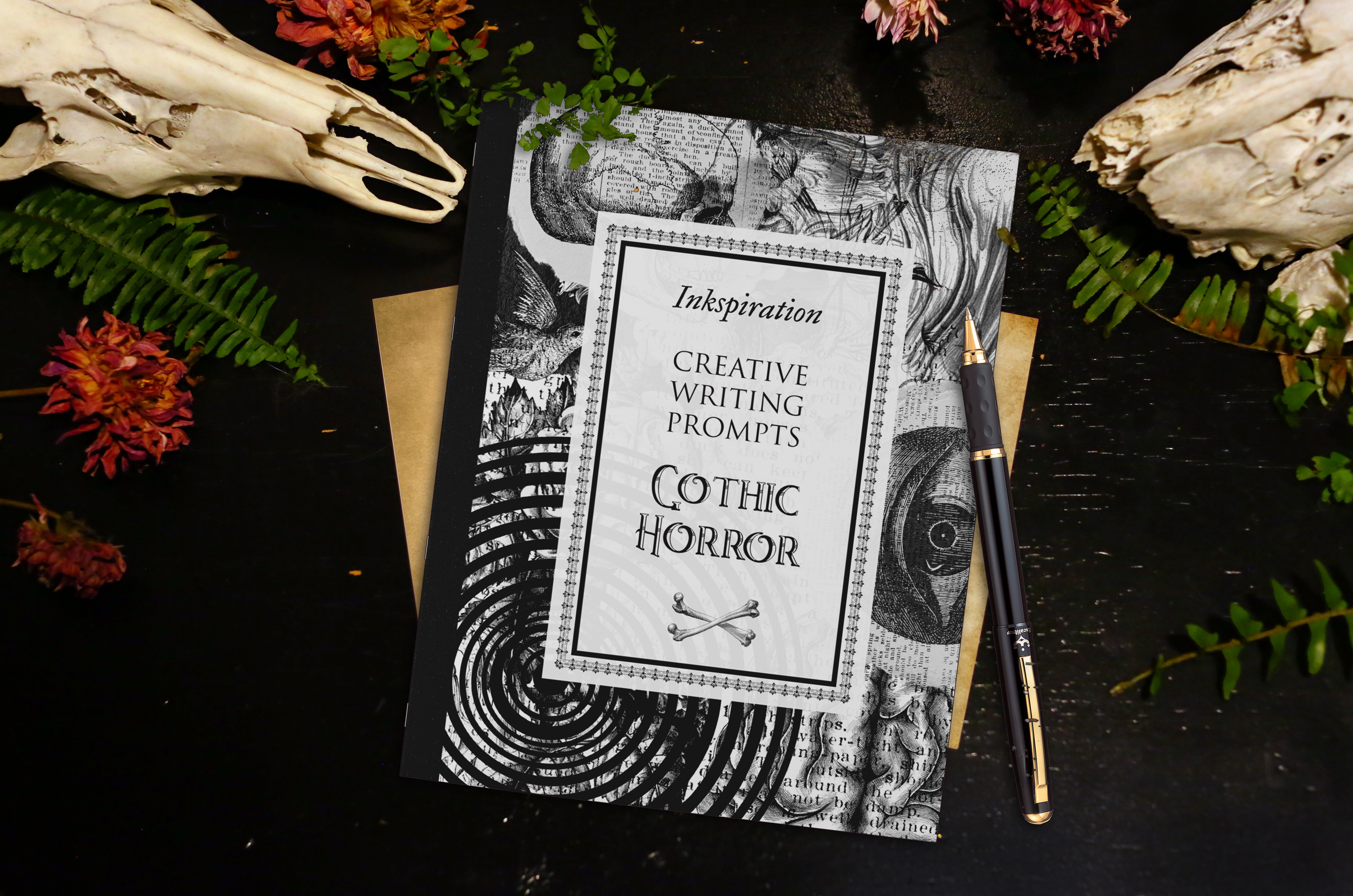 Inkspiration: Gothic Horror Creative Writing Prompts for Writers Vol. I, Writing and Teaching Aide, 28-Page Activity Book