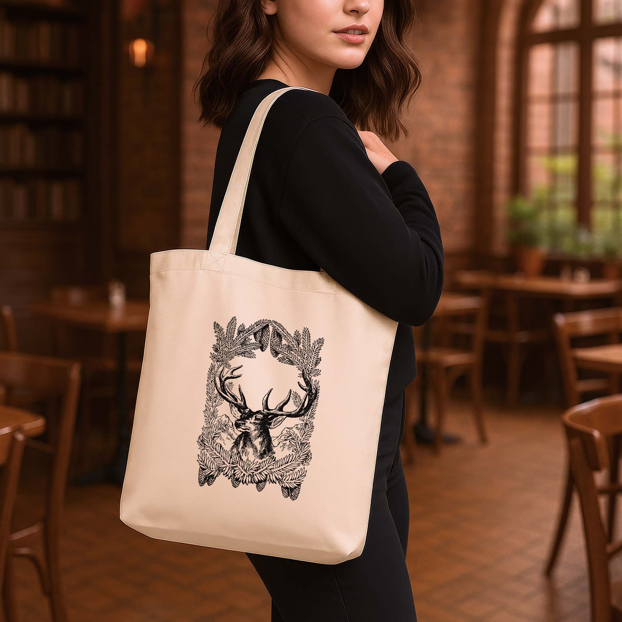 Acorn and Antler, Gusseted Organic Cotton Tote Bag, Sustainable and Vegan, 16in x 14.5in