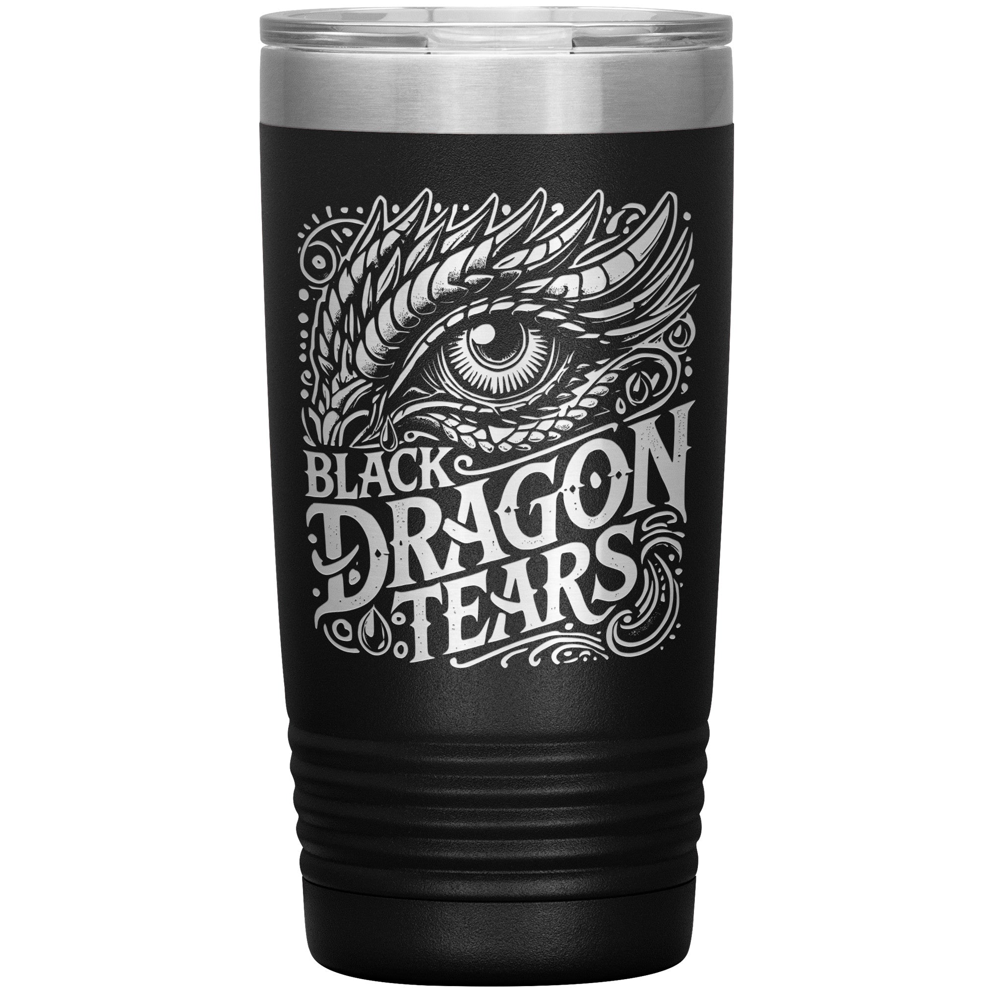 Black Dragon Tears, Dungeons and Dragons Inspired Insulated Tumbler Travel Mug for Gamers, 20oz