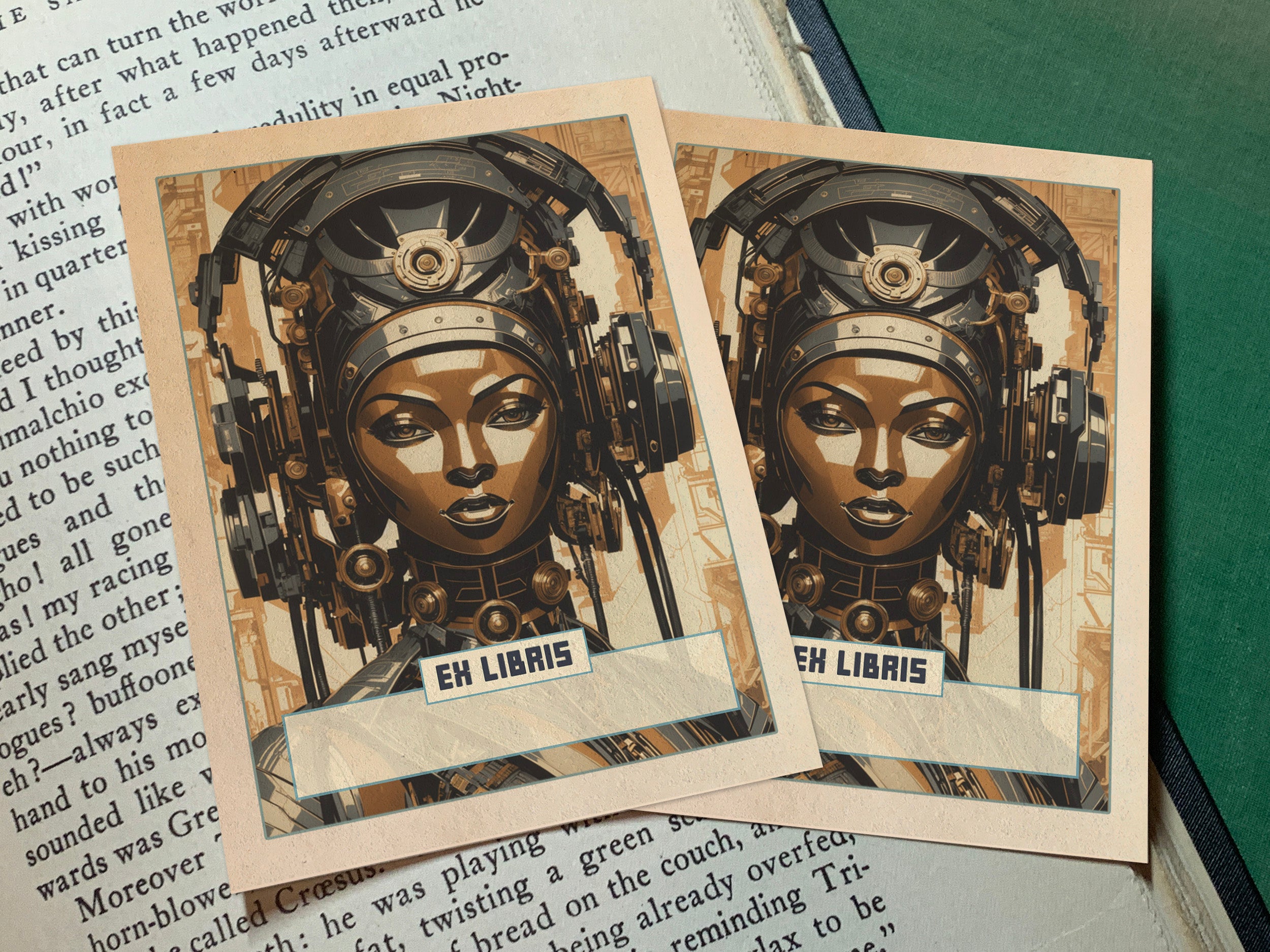 Ex Machina, Personalized Ex-Libris Bookplates, Crafted on Traditional Gummed Paper, 3in x 4in, Set of 30