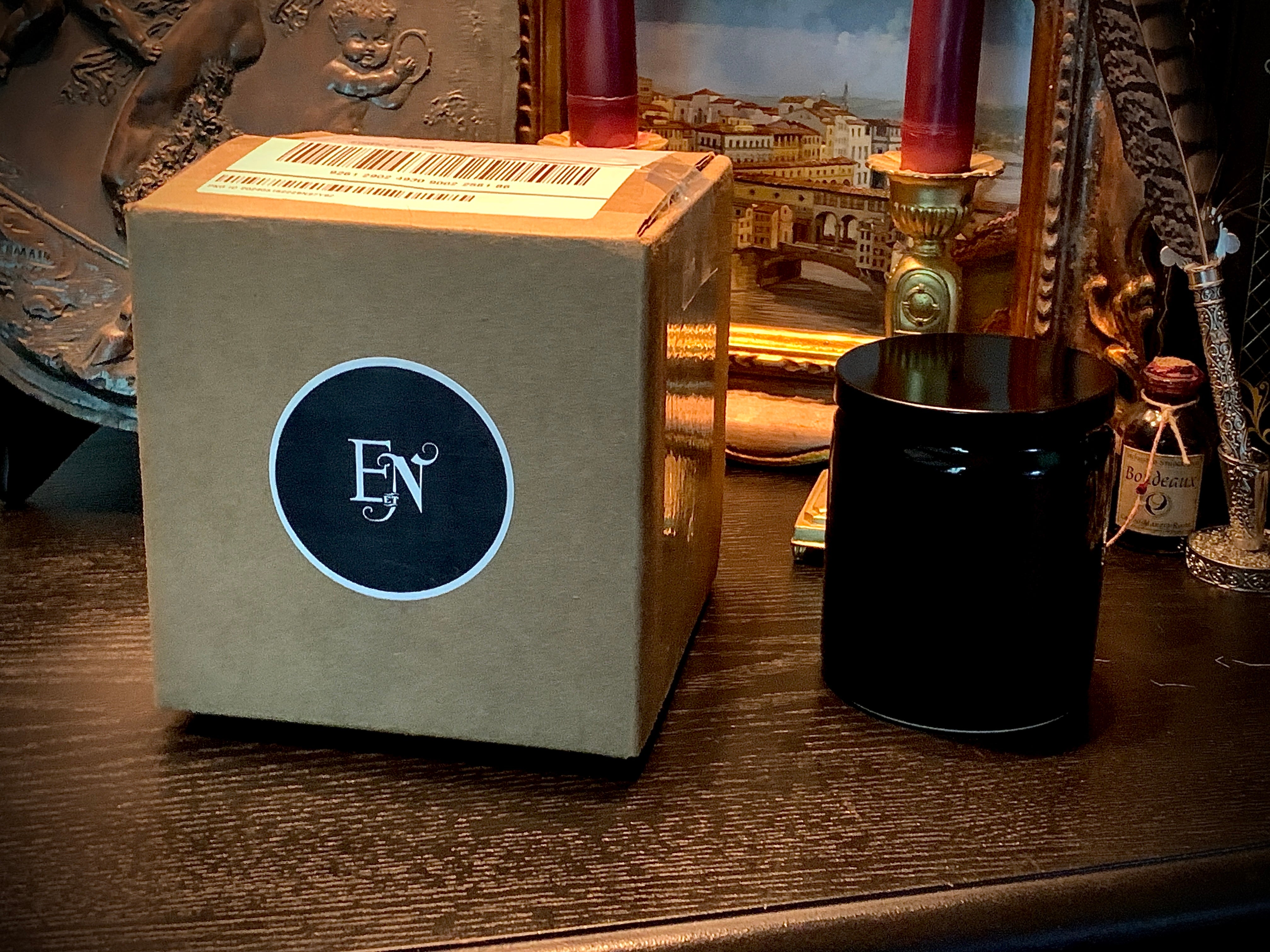 Jane Eyre, Hand-Poured Coconut Soy Wax Candle in an Elegant Black Ceramic Jar, India Spiced Chai Scent, 8oz