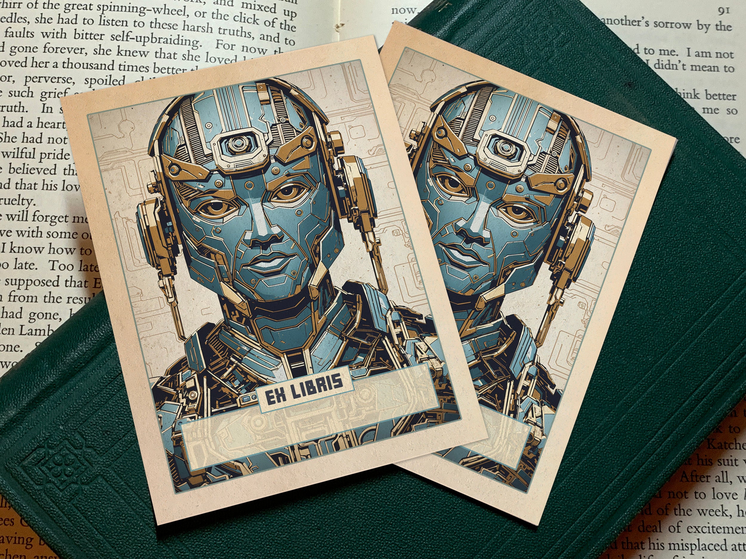 Ex Machina, Personalized Ex-Libris Bookplates, Crafted on Traditional Gummed Paper, 3in x 4in, Set of 30