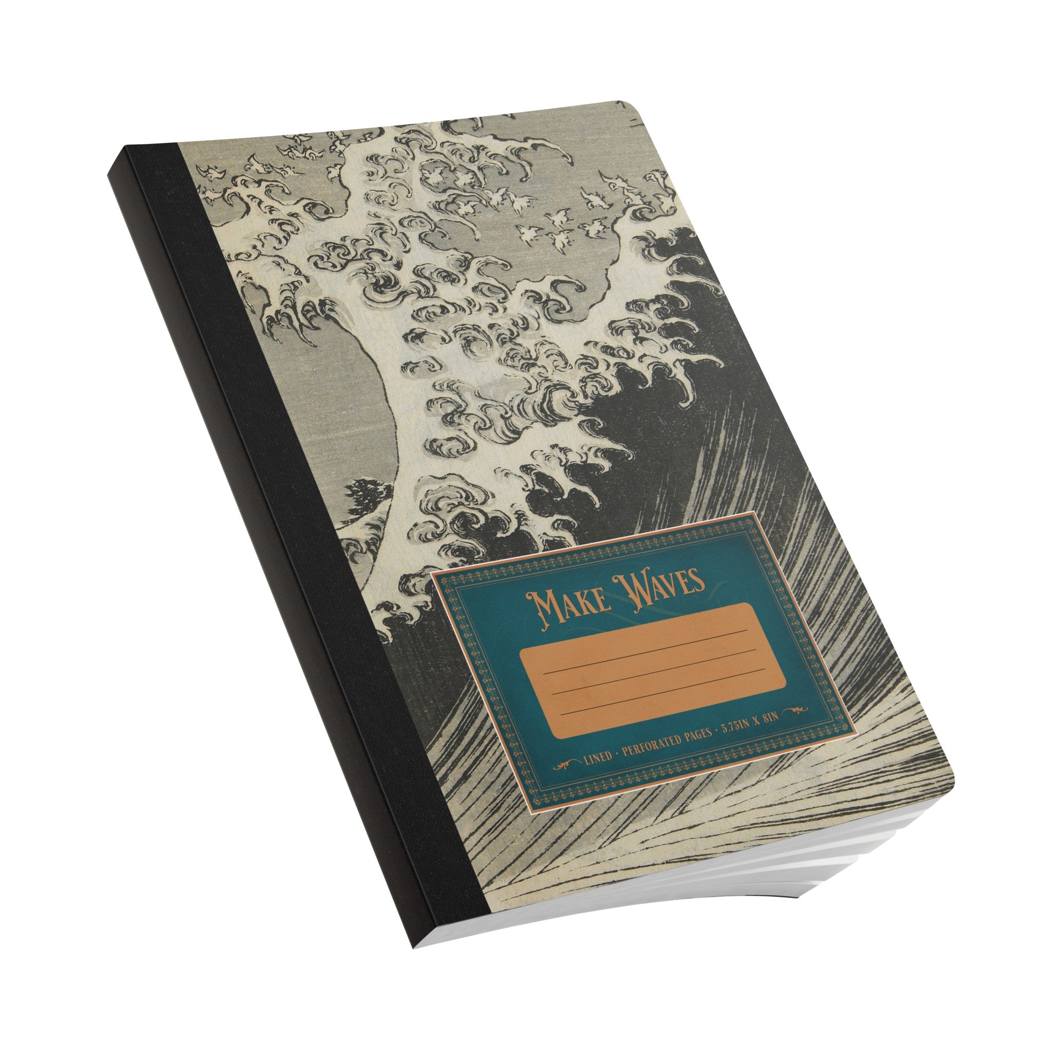 Make Waves, Katsushika Hokusai, Softcover Composition Notebook, Lined Idea Book/Journal with Perforated Margins and Inside Prints