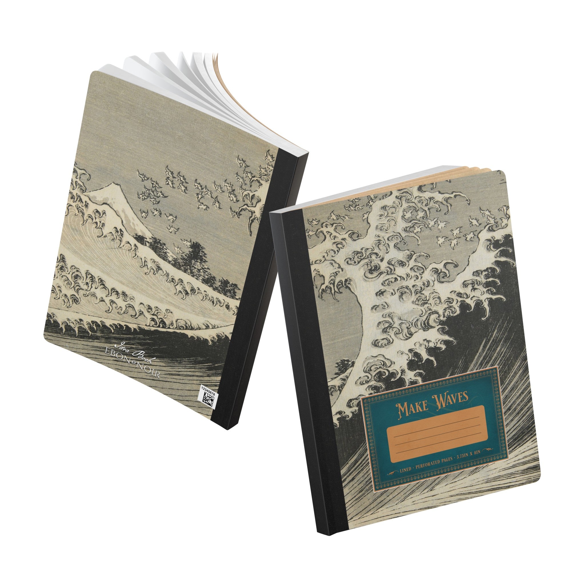 Make Waves, Katsushika Hokusai, Softcover Composition Notebook, Lined Idea Book/Journal with Perforated Margins and Inside Prints