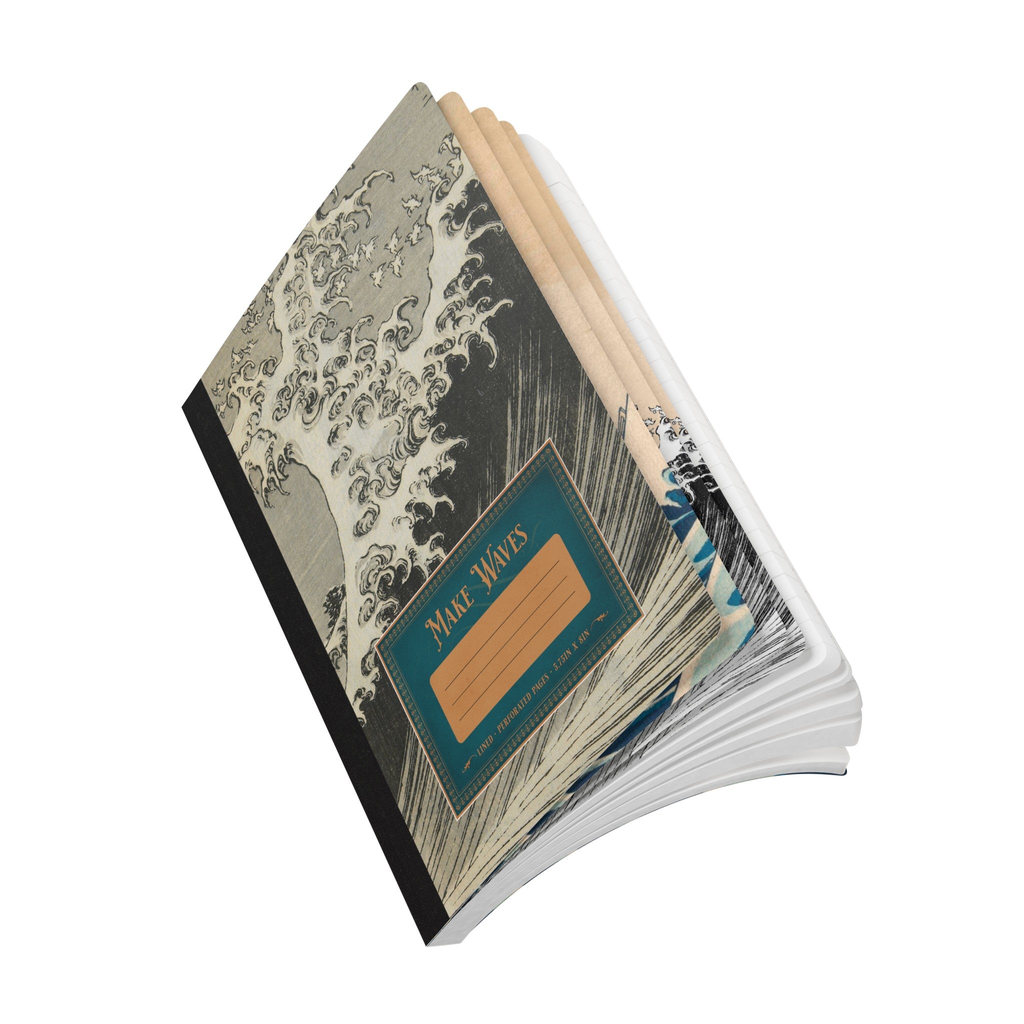 Make Waves, Katsushika Hokusai, Softcover Composition Notebook, Lined Idea Book/Journal with Perforated Margins and Inside Prints