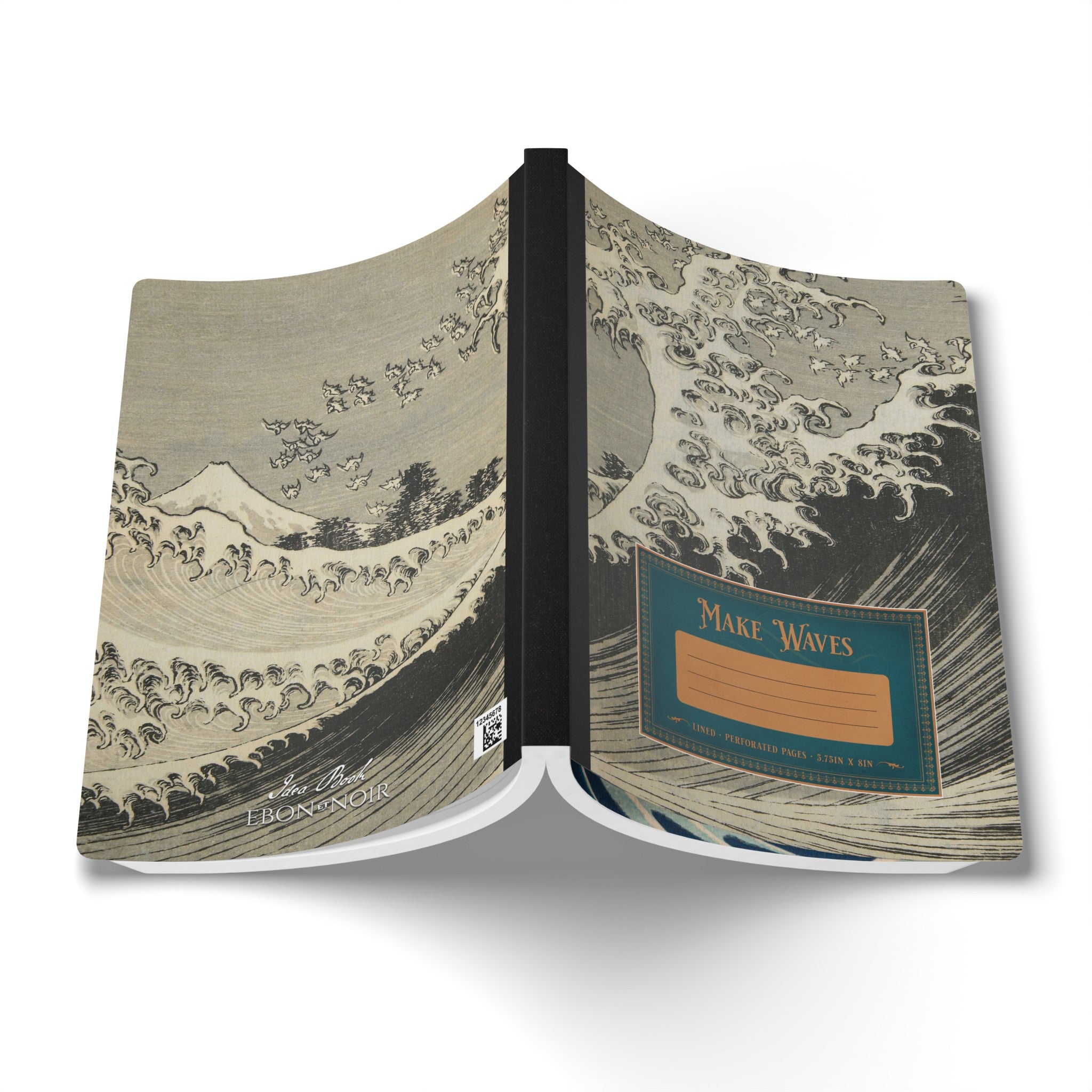 Make Waves, Katsushika Hokusai, Softcover Composition Notebook, Lined Idea Book/Journal with Perforated Margins and Inside Prints