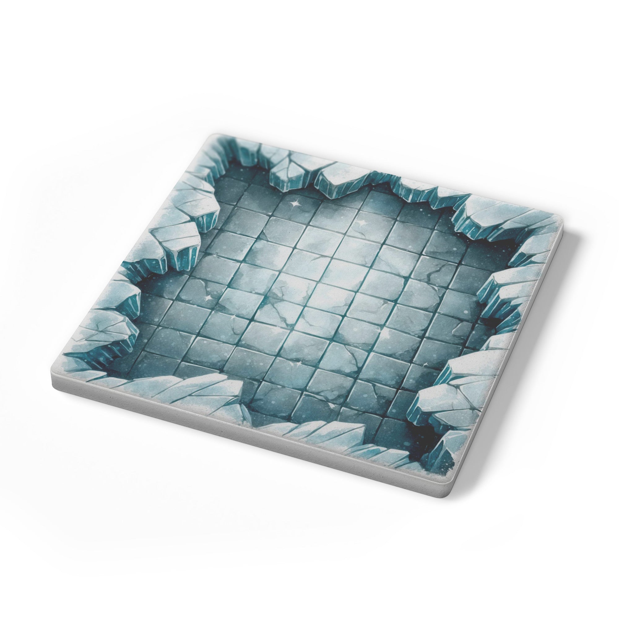 Dungeon Crawl Drink Coasters, Frostbound Expanse, Old-School RPG Tabletop Tiles Made from Soapstone with a Cork Backing, Set of 4